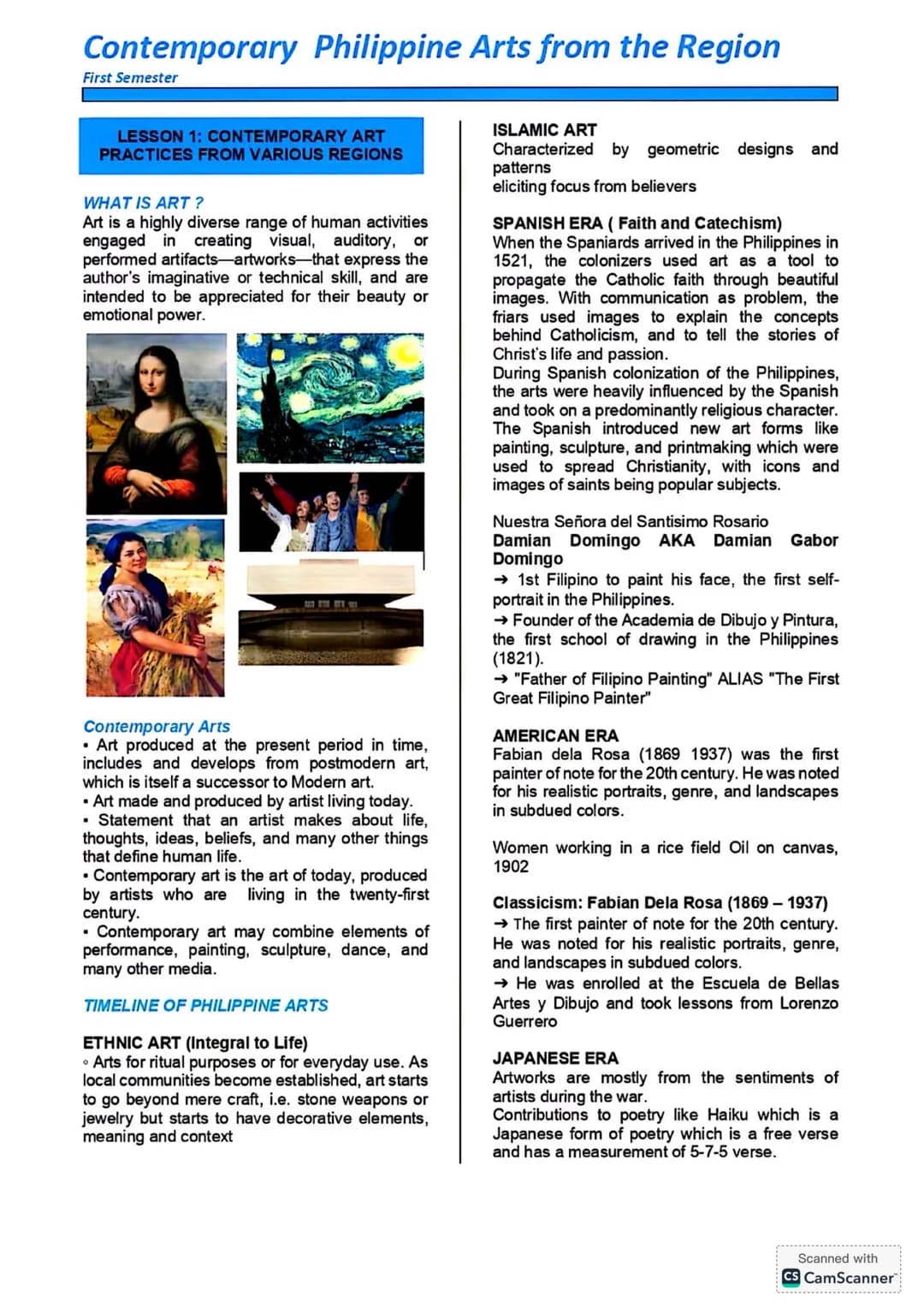 NOTES for Grade 12
STUDENTS
C.P.A.R
Contemporary Philippine Arts
from the Region Contemporary Philippine Arts from the Region
First Semester