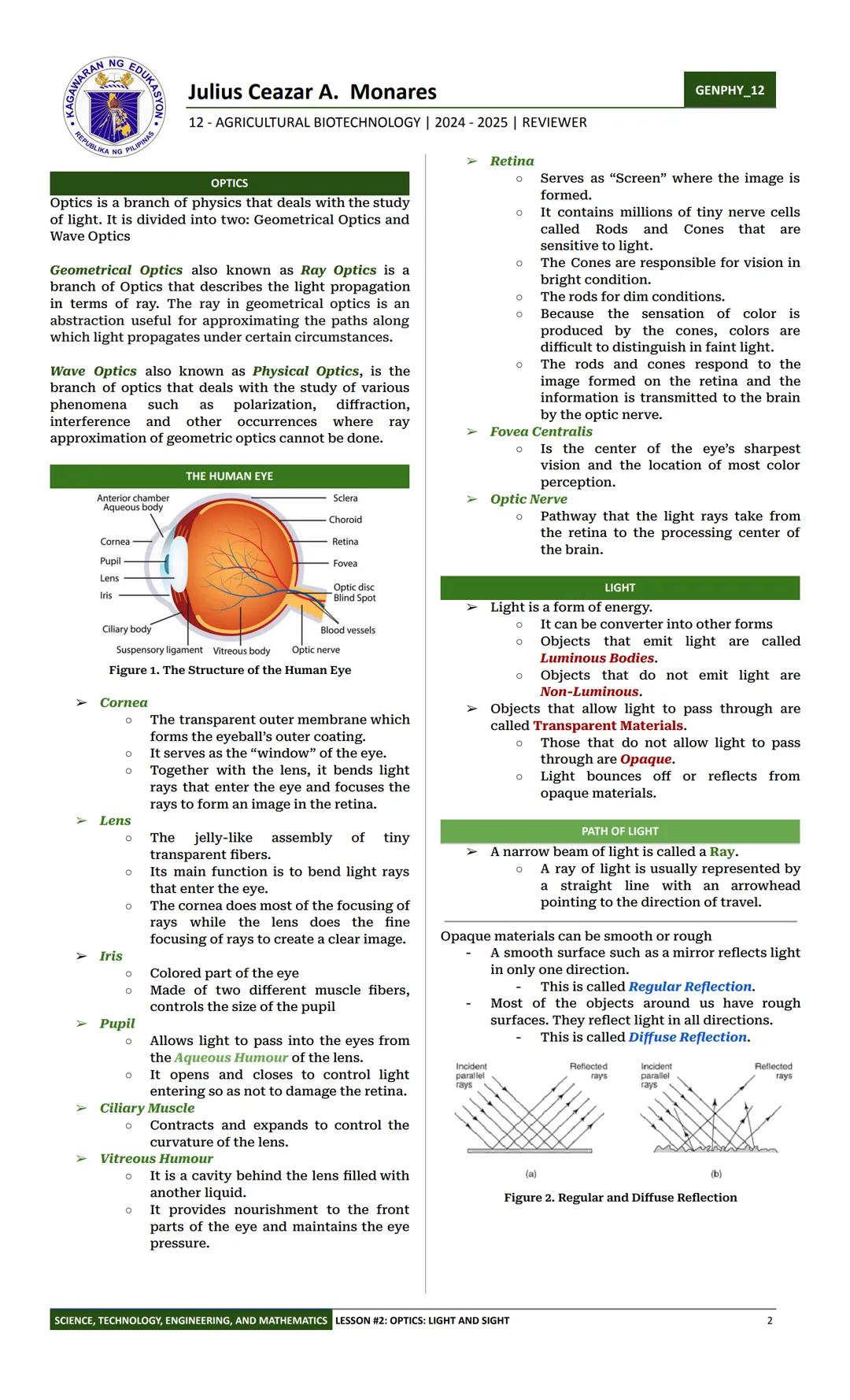 # RAN NG EDUKAS
M
Julius Ceazar A. Monares
12- AGRICULTURAL BIOTECHNOLOGY | 2024-2025 | REVIEWER
# INTRODUCTION TO PHYSICS
# MOTION
GENPHY_1