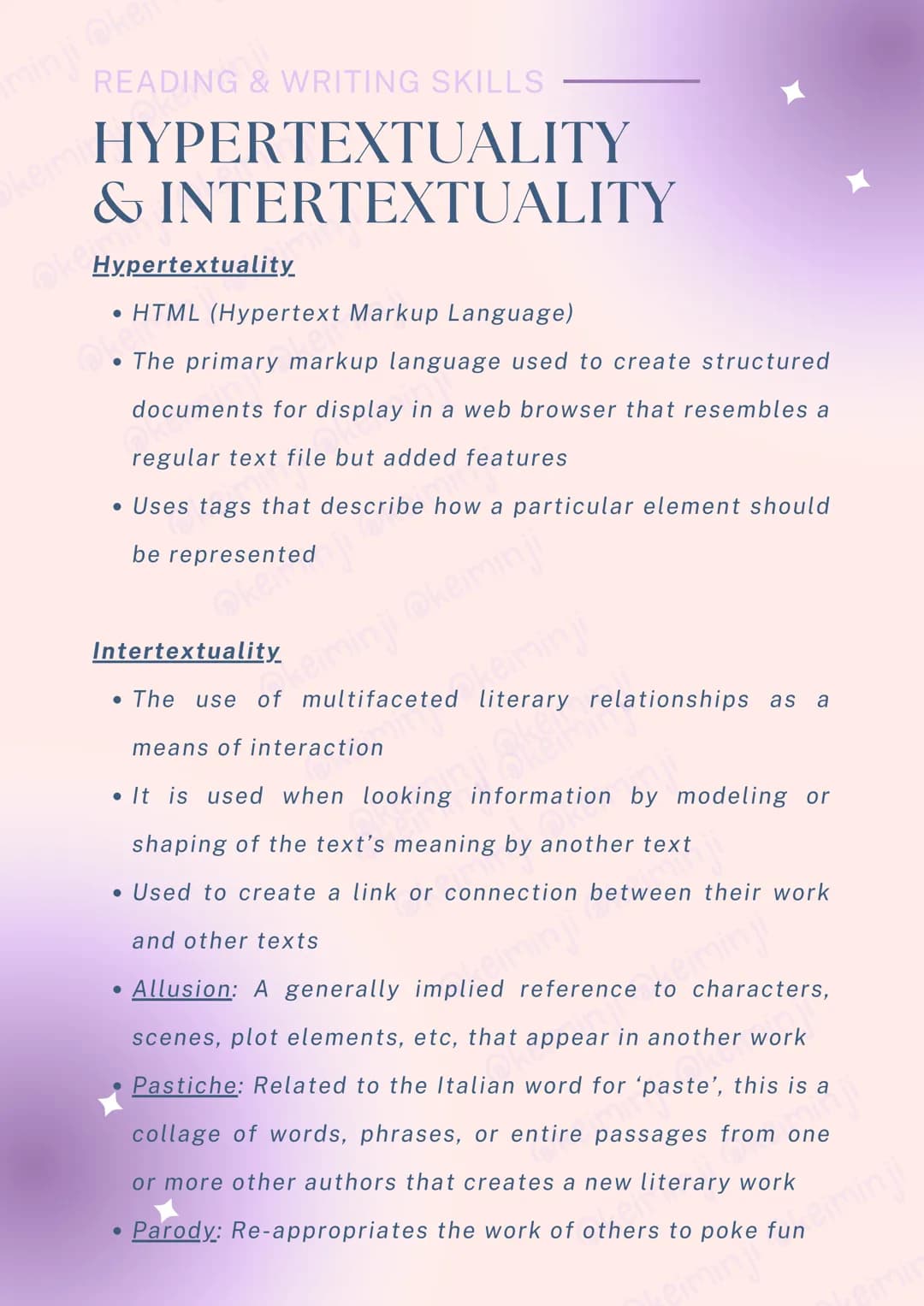 --- OCR Start ---
minji @ker
READING & WRITING SKILLS
keim READING & WRITING
READING
keimin ji
defined according to two types:
1. A decoding
