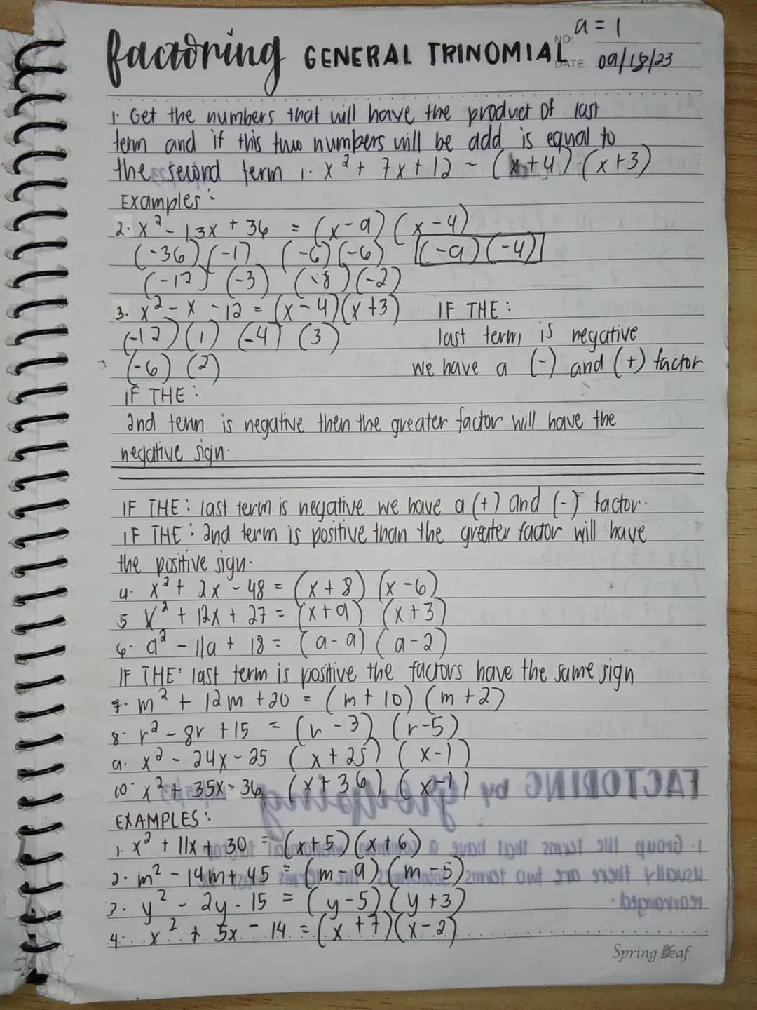 Special products
NO:
DATE: 09/03/23
The product of 2 Binomials ( FOIL METHOD)
(a + b) (c+d) = ab + ad + bc + bd
2
ex. 1.(x+1)(x+2) = x² + 2x