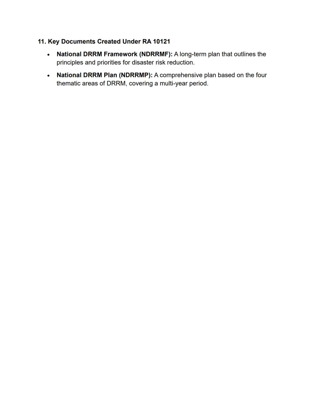 DISASTER READINESS AND RISK REDUCTION REVIEWER/NOTES
1. Key Terms and Concepts
- Disaster - A sudden, calamitous event causing significant d