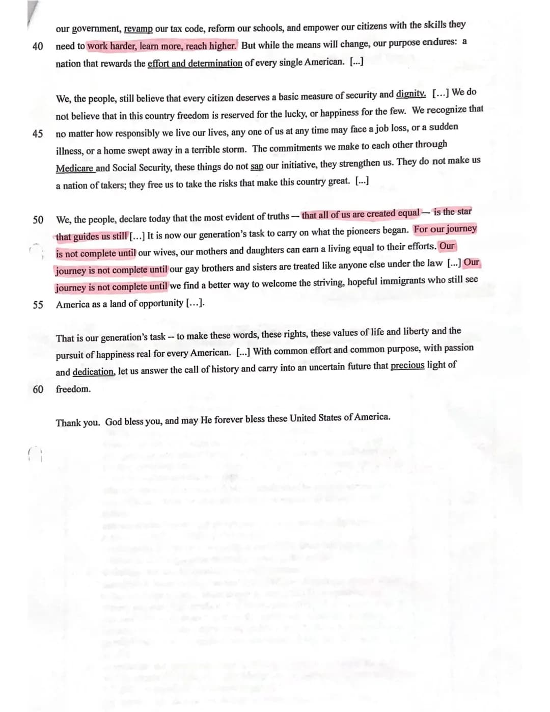 English Exam
Q1
LK
Text: Barack Obama: Second Inaugural Address (January 21, 2013) (abrigded)
Annotations:
The following speech was delivere