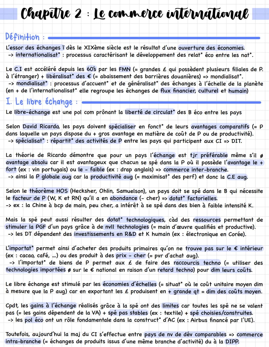 Chapitre 2: Le commerce international
Définition:
L'essor des échanges ī dès le XIXème siècle est le résultat d'une ouverture des économies.