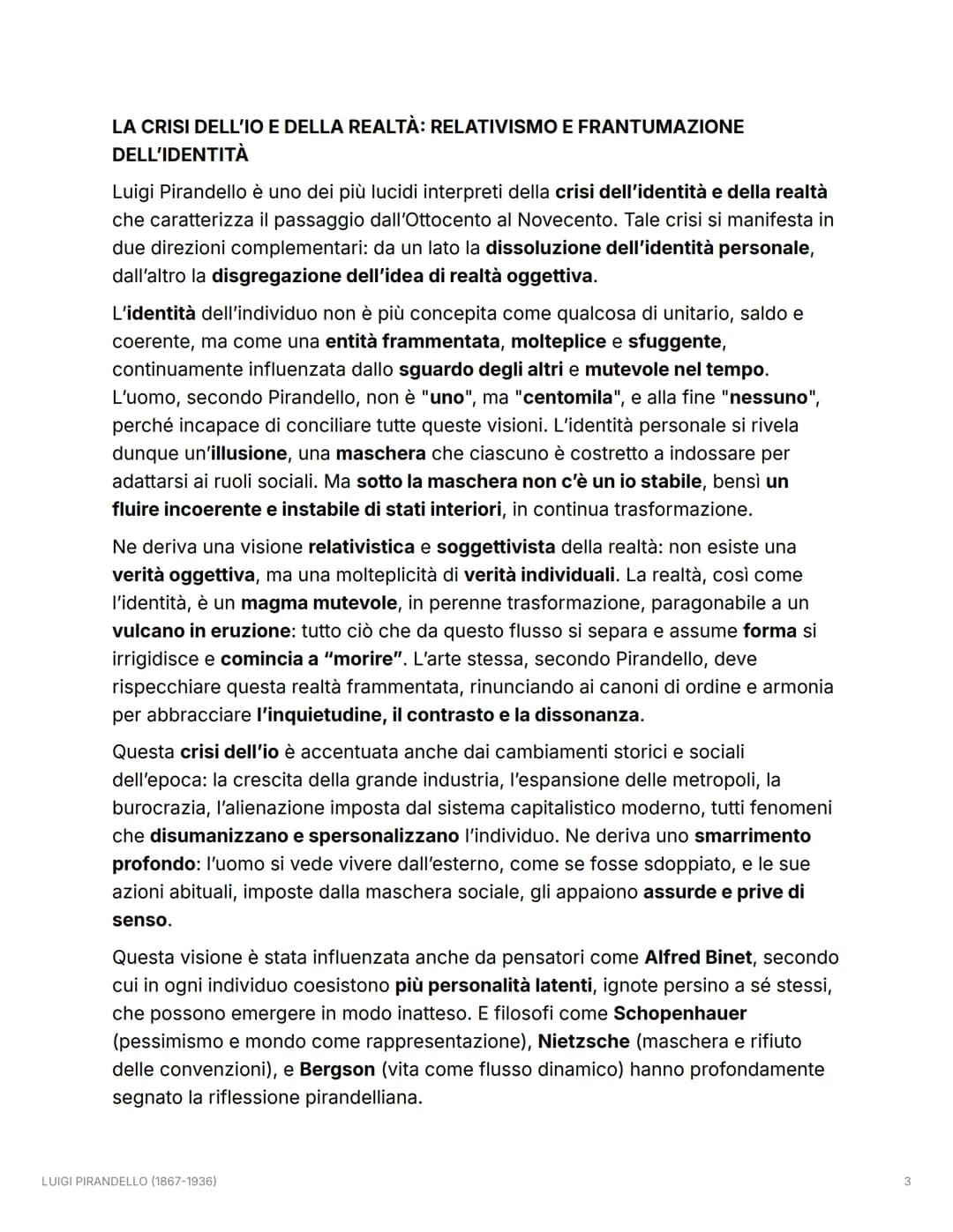 LUIGI PIRANDELLO (1867-1936)
LA VITA
Luigi Pirandello nacque a Girgenti (oggi Agrigento) nel 1867. La sua formazione fu
influenzata dagli am
