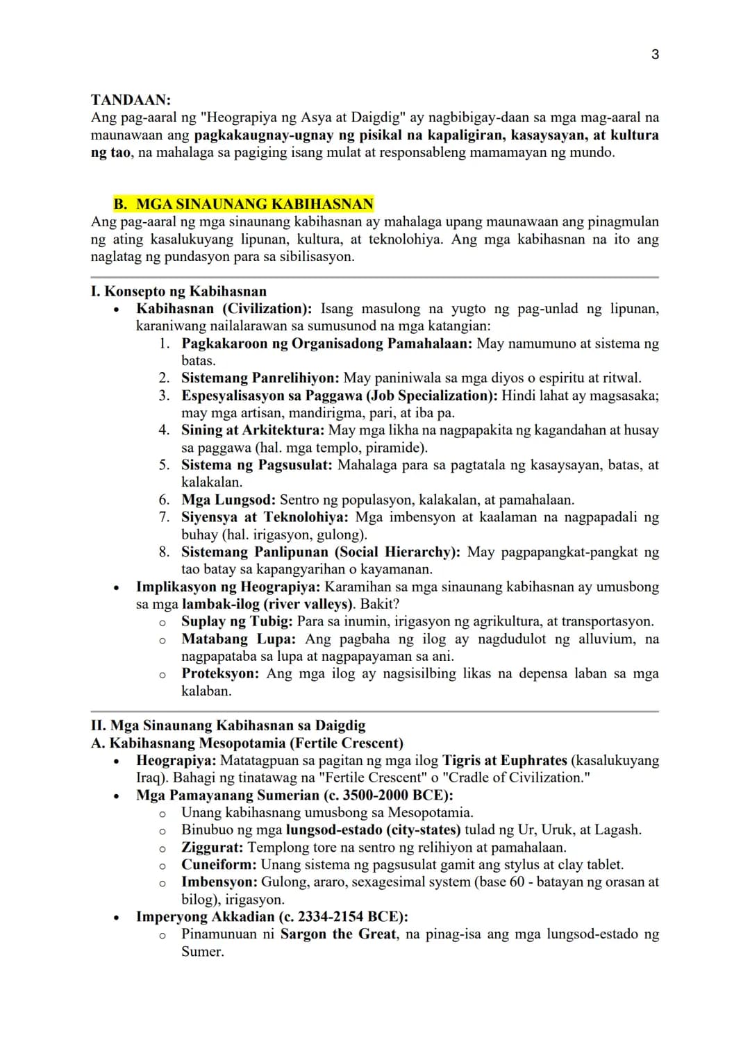 --- OCR Start ---
1
COMPENDIUM OF NOTES
ARALING PANLIPUNAN GRADE 8
"ANG ASYA AT DAIGDIG"
Batay sa Revised K to 12 Curriculum
UNANG MARKAHAN