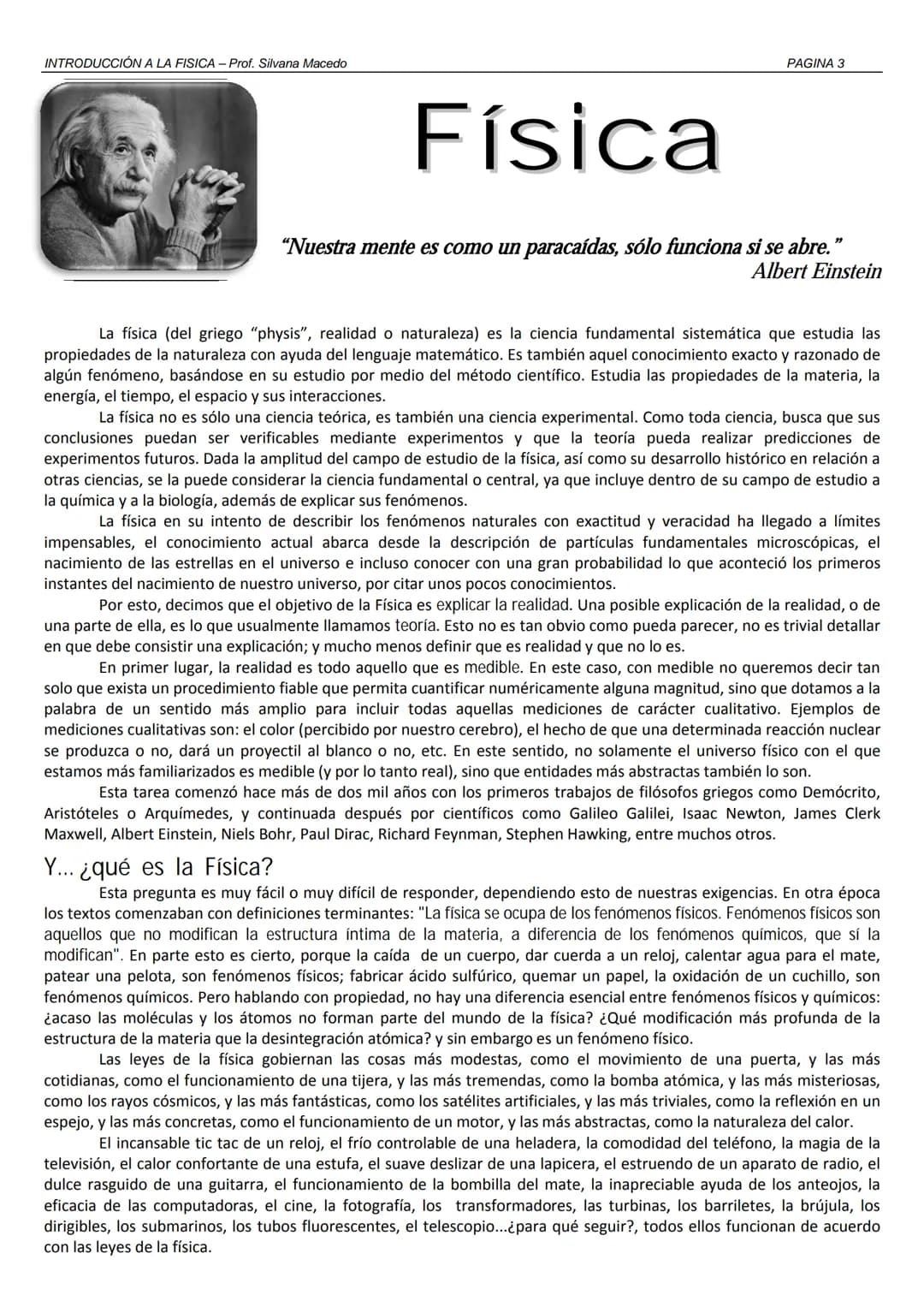 2011
Introducción a la
FÍSICA
4° Año Secundaria
Prof. Silvana Macedo
Colegio
La Inmaculada INTRODUCCIÓN A LA FISICA - Prof. Silvana Macedo
I