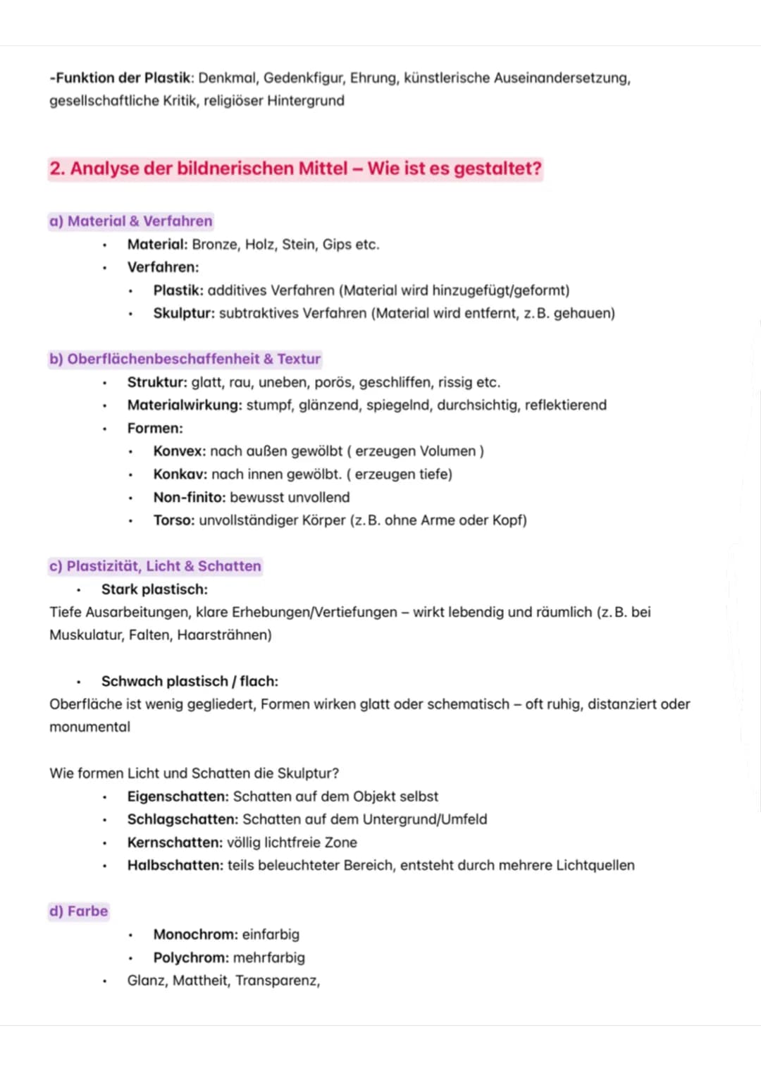 Leitfaden zur Analyse von Skulpturen und Plastiken
1. Beschreibung - Was sehe ich?
a) Erster Eindruck
Nenne 3-5 Adjektive zur Wirkung der Pl