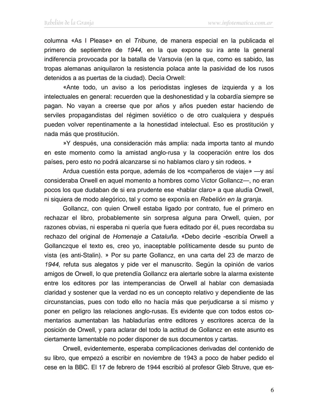 George Orwell
REBELIÓN DE LA
GRANJA
www.infotematica.com.ar Texto de dominio público.
Este texto digital es de DOMINIO PÚBLICO en Argentin