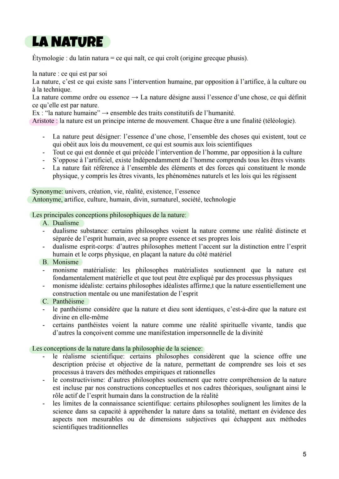 LA NATURE
Étymologie: du latin natura = ce qui naît, ce qui croît (origine grecque phusis).
la nature: ce qui est par soi
La nature, c'est c