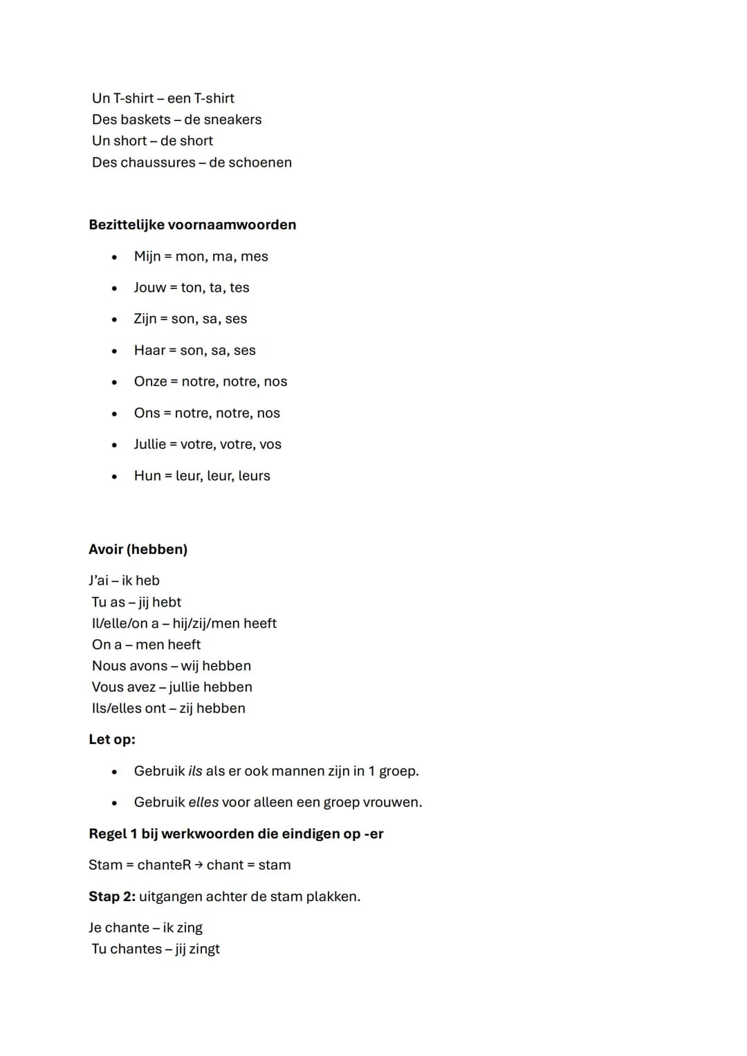 In dit schrift staat alle belangrijke Franse grammatica en woordenschat die je moet
kennen in het eerste leerjaar van mavo-havo (leerjaar 1)