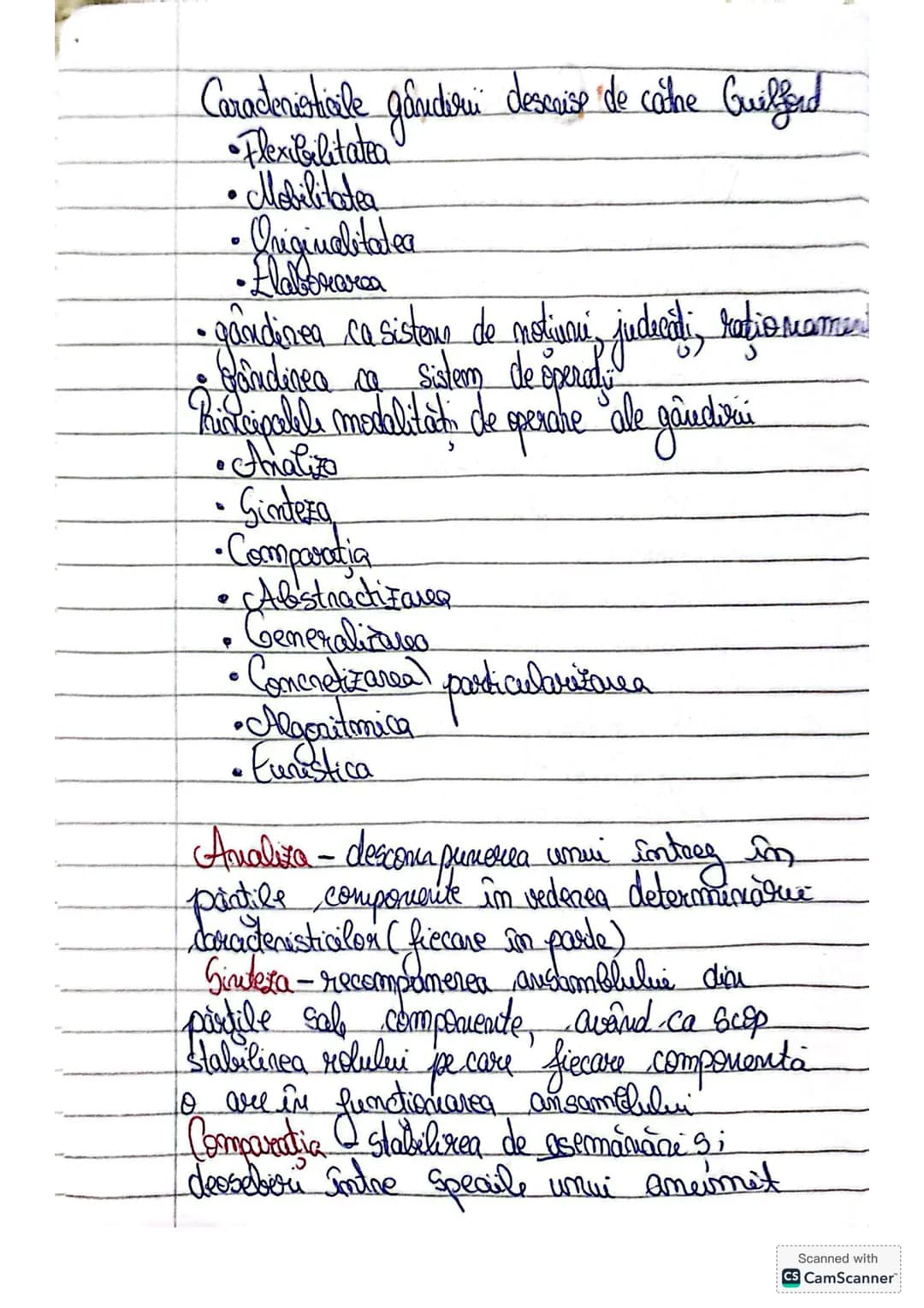 Gândirea
Este procesul psihic de reflectare mijlocită
şi generalizată abstractă sub formă de noţiuni,
jucăţii şi raţionamentelor - a însuşi