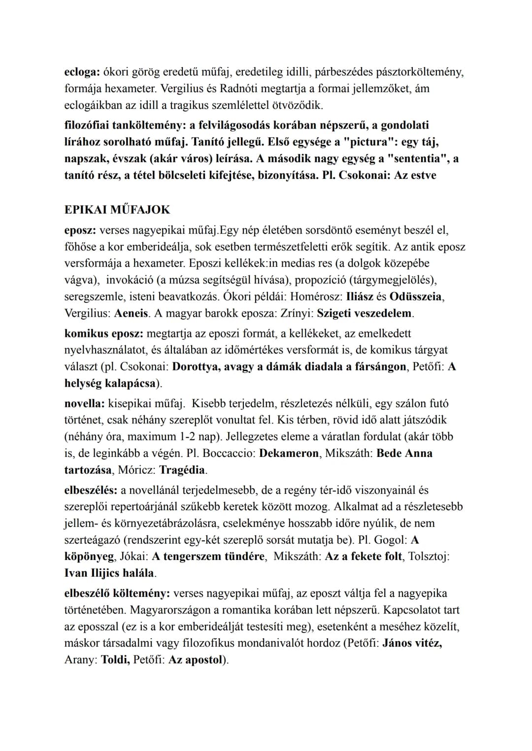 LÍRAI MŰFAJOK
dal: élményeken alapuló, kis terjedelmű lírai műfaj. Egyszerű érzelmet tisztán,
közvetlenül kifejező költemény. Hangneme egysé