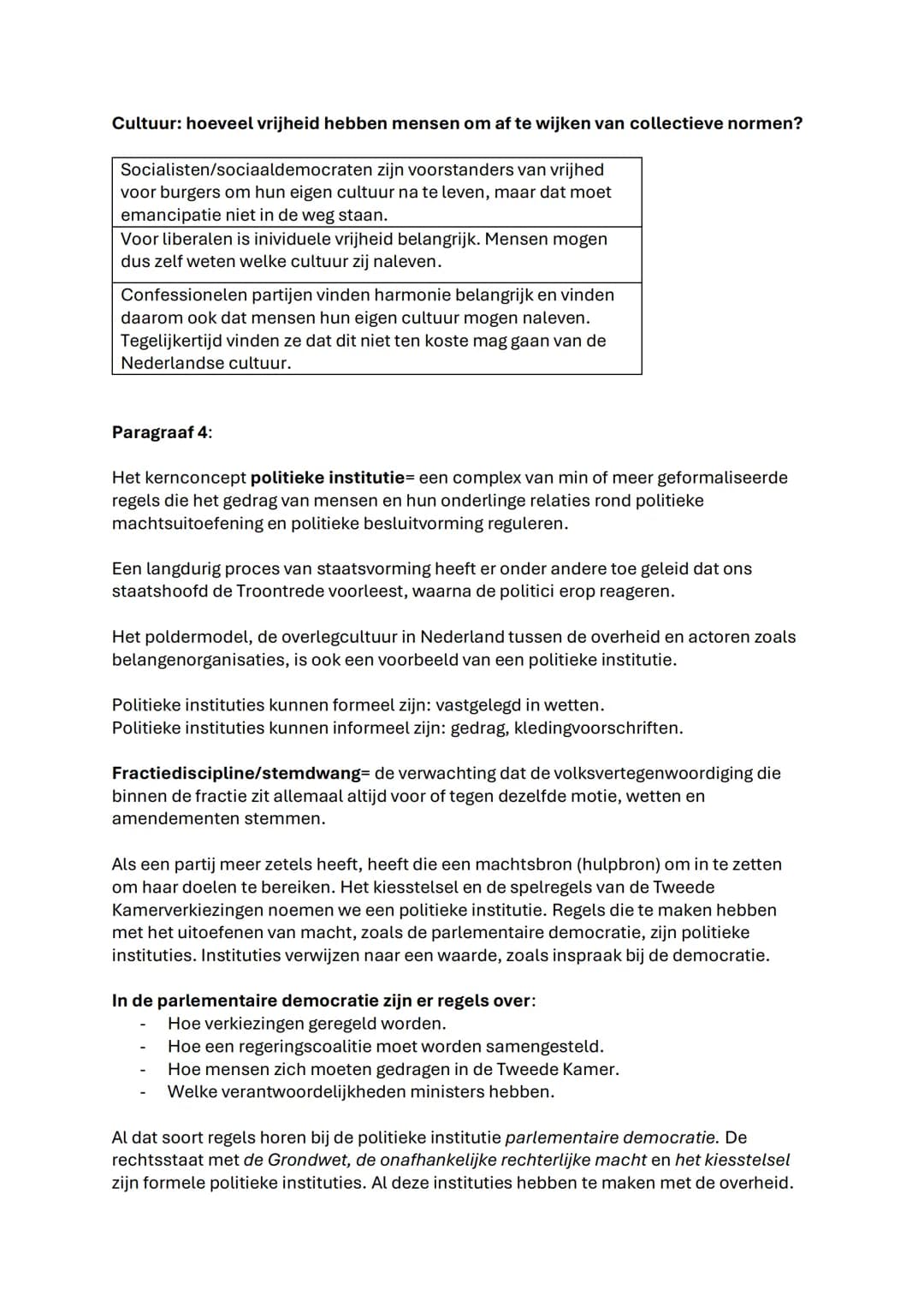 Maatschappijwetenschappen Hoofdstuk 4 & 6
Hoofdstuk 4:
Paragraaf 1:
Het kernconcept staatsvorming= de institutionalisering van politieke mac