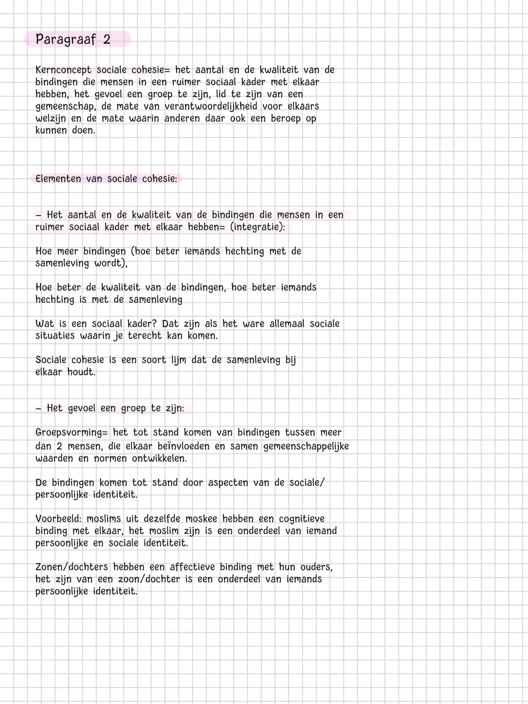 Hoofdstuk 2
De samenlevingen en bindingen
Hoofdconcept van het hoofdstuk:
Binding
Paragraaf 1
Binding verwijst naar de relatie en onderlinge