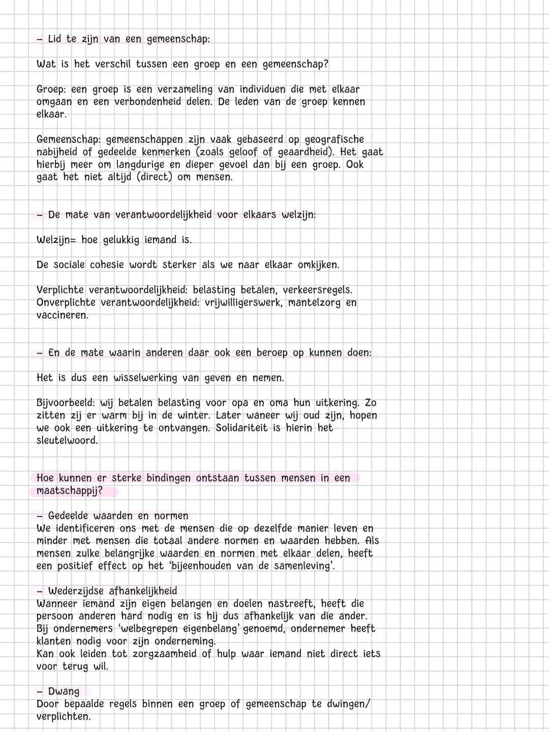 Hoofdstuk 2
De samenlevingen en bindingen
Hoofdconcept van het hoofdstuk:
Binding
Paragraaf 1
Binding verwijst naar de relatie en onderlinge