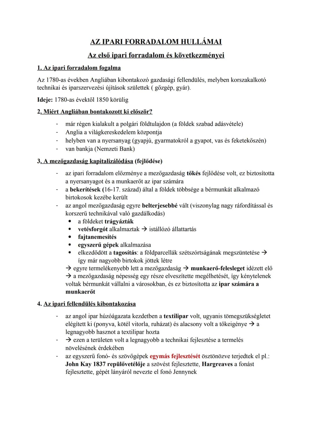 ## AZ IPARI FORRADALOM HULLÁMAI
## Az első ipari forradalom és következményei
### 1. Az ipari forradalom fogalma
Az 1780-as években Angli