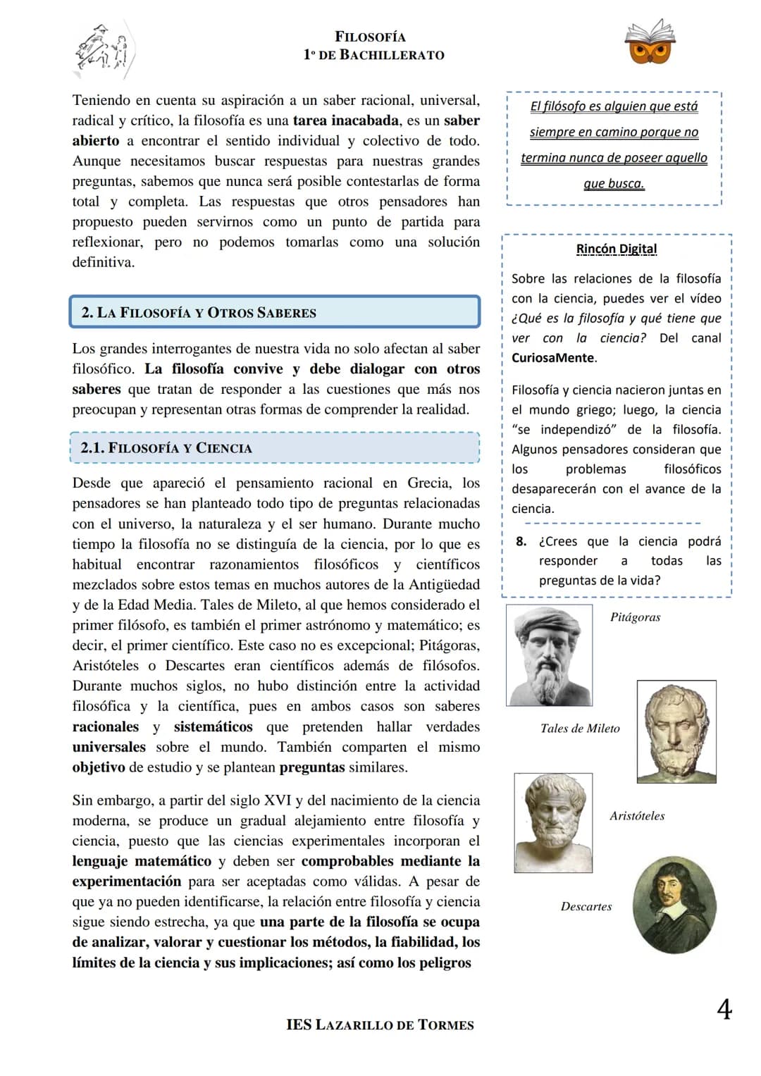 FILOSOFÍA
1º DE BACHILLERATO
TEMA 1. EL SABER FILOSÓFICO
REFLEXIÓN FILOSÓFICA EN TORNO A LA PROPIA FILOSOFÍA
¿Qué es lo más importante de la