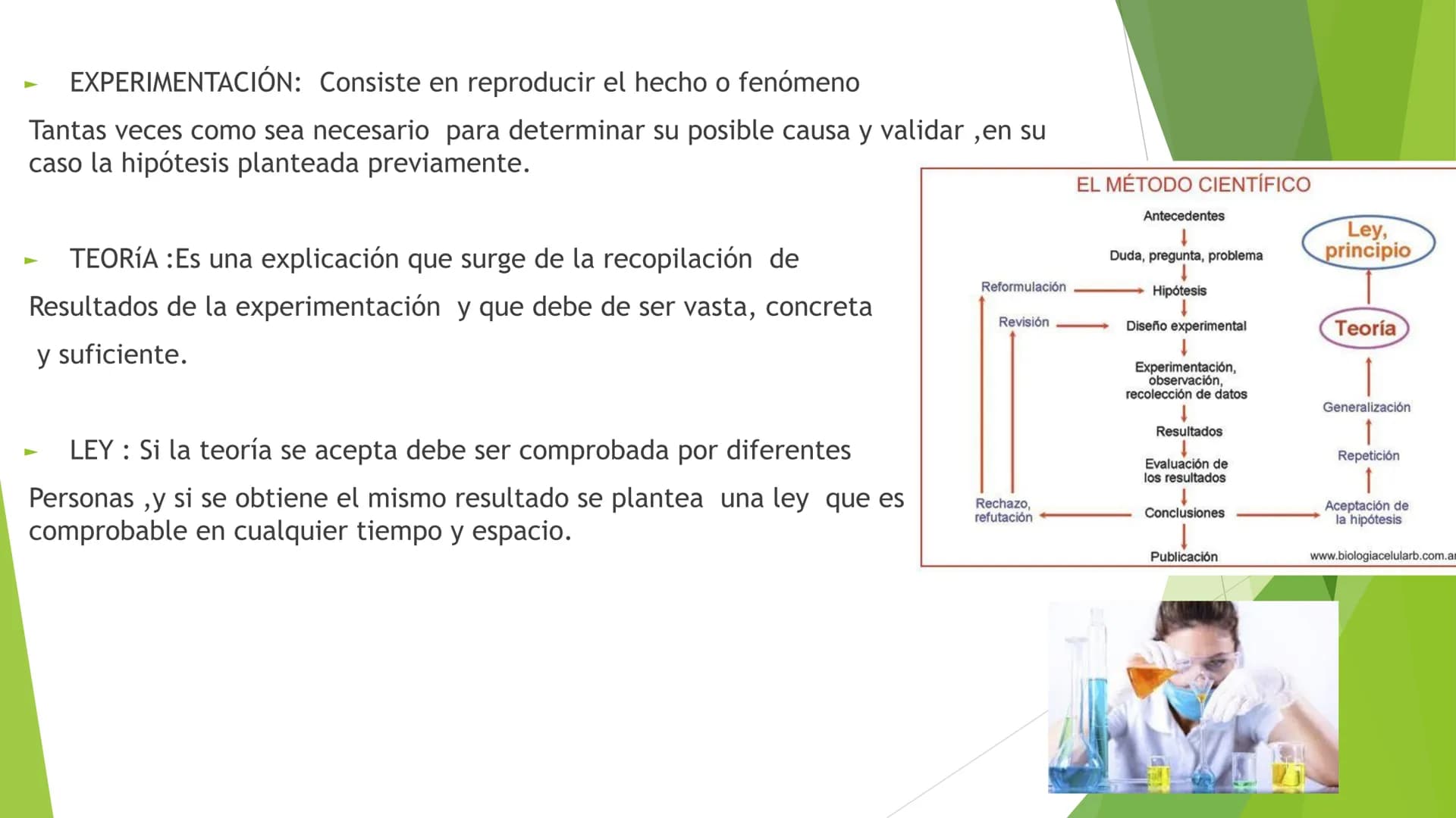 # MÉTODO CIENTÍFICO
- Mediante la utilización del Método Científico es
posible obtener un conocimiento sistematizado
en todos los procesos