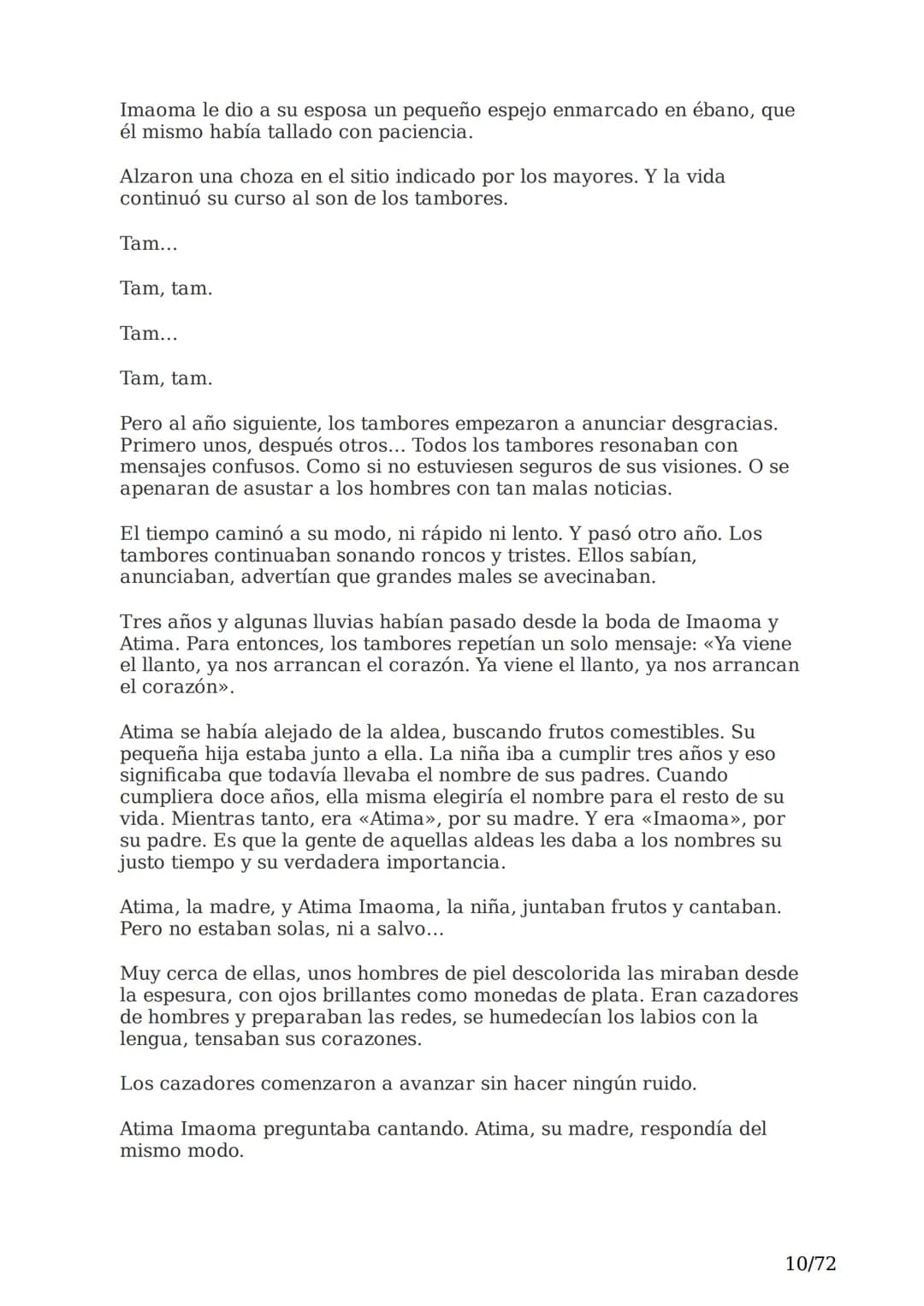 # El espejo africano
Liliana Bodoc
1/72 Esta es la historia de un espejo que va enlazando el destino de distintas
personas en distintos lu