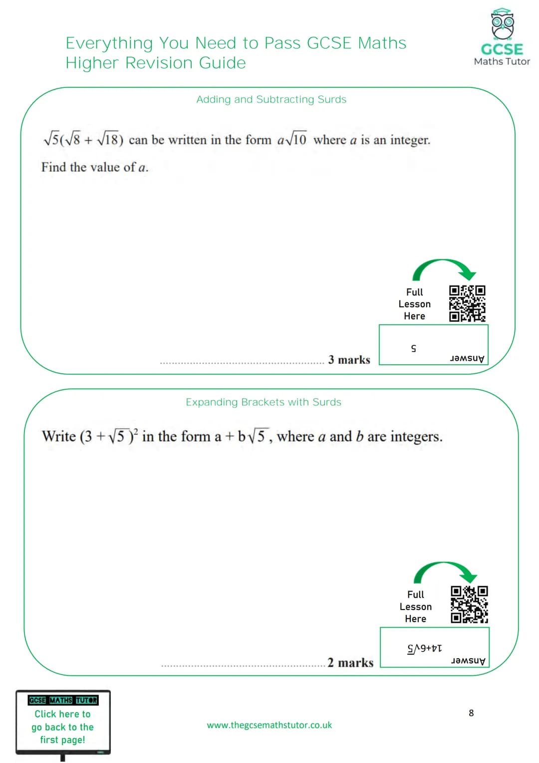 TGMT
THE ULTIMATE
REVISION GUIDE
FOR GCSE MATHS
EVERYTHING YOU NEED TO
PASS YOUR GCSE MATHS EXAM
HIGHER TIER
WWW.THEGCSEMATHSTUTOR.CO.