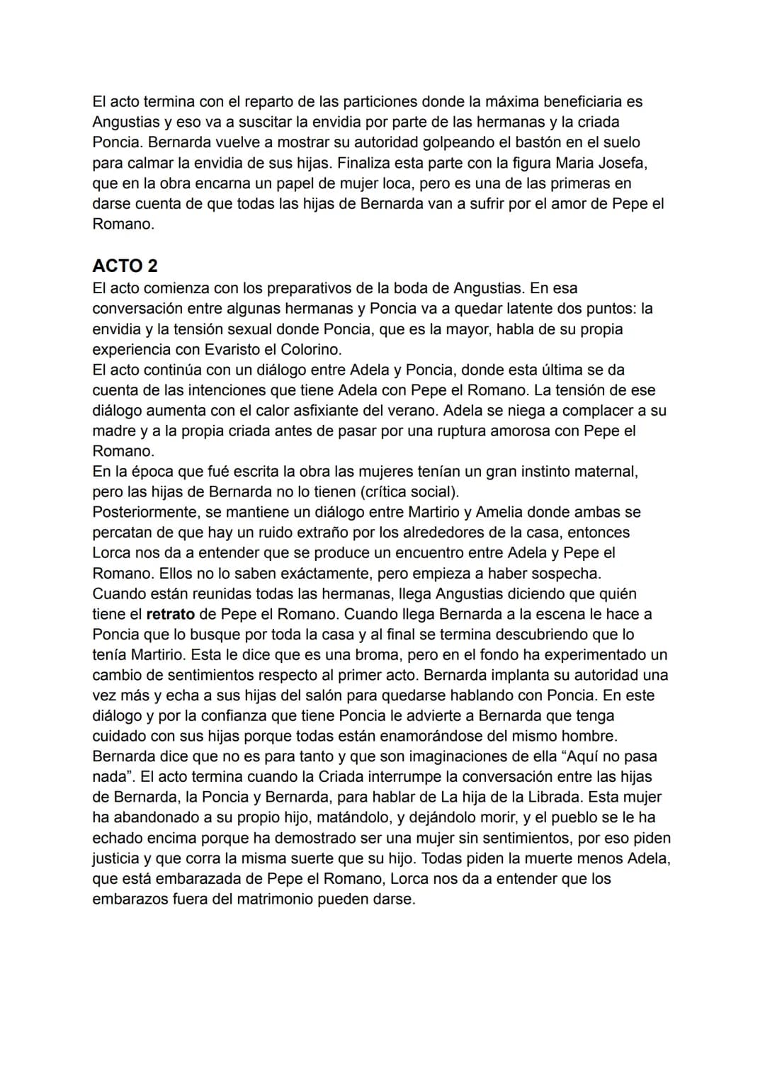 # Casa de Bernarda Alba
ACTO 1
La obra comienza con un diálogo entre la Criada y Poncia, donde ambas van a
criticar su posición social res