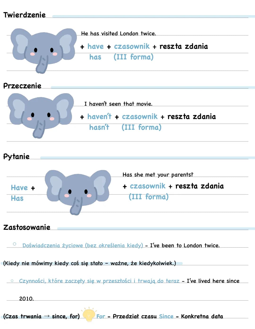 Czas teraźniejszy prosty
# Present Simple
Twierdzenie
She goes to the park every day.
+ czasownik + reszta zdania
3os. L.poj „s" "es"
„ies"