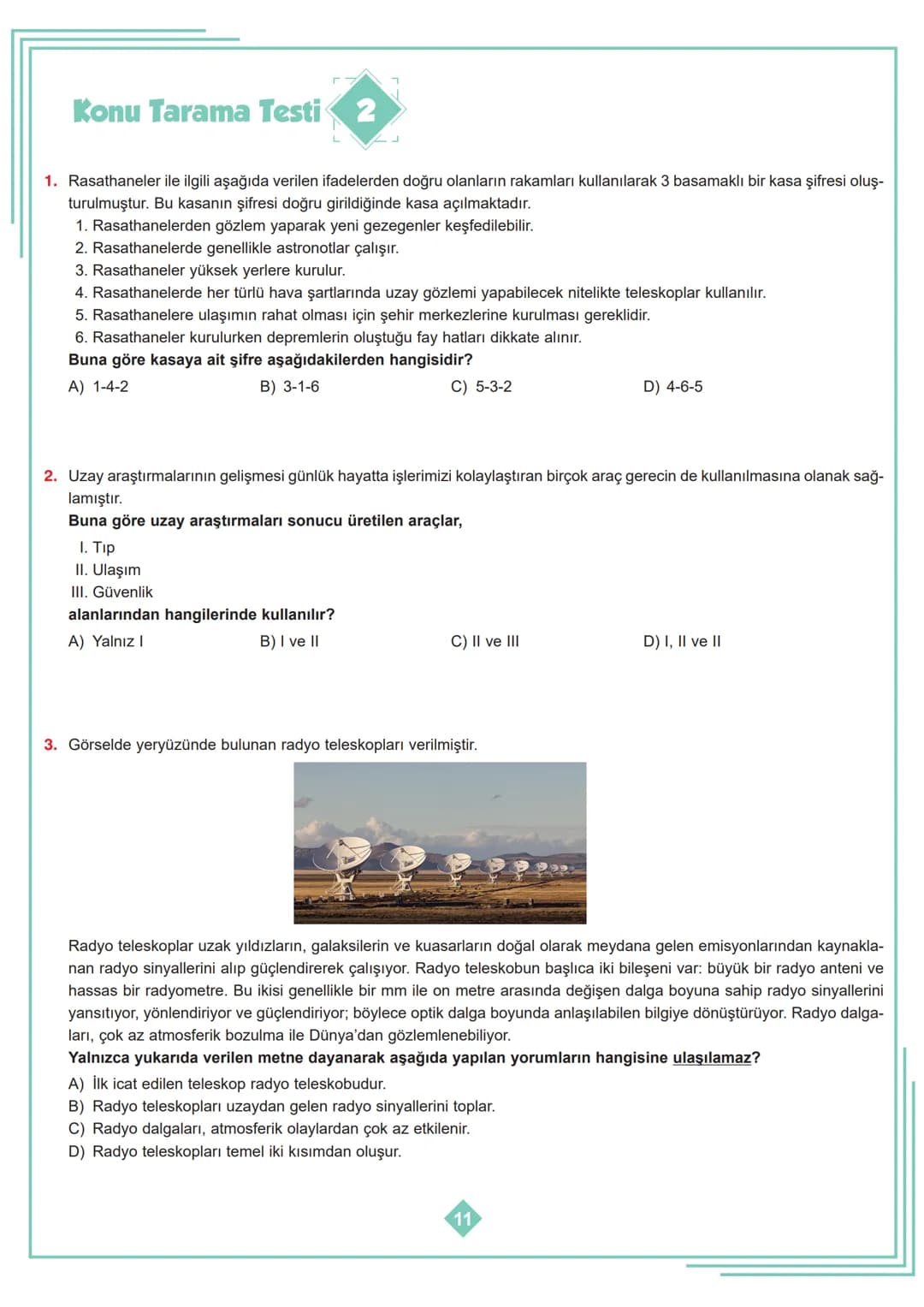 7.SINIF 1. ÜNİTE
ÇALIŞMA FASİKÜLÜ
FEN BİLİMLERİ
Bu kitapçık YALOVA Ölçme Değerlendirme Merkezi
tarafından hazırlanmıştır. # 1. Bölüm: Uzay