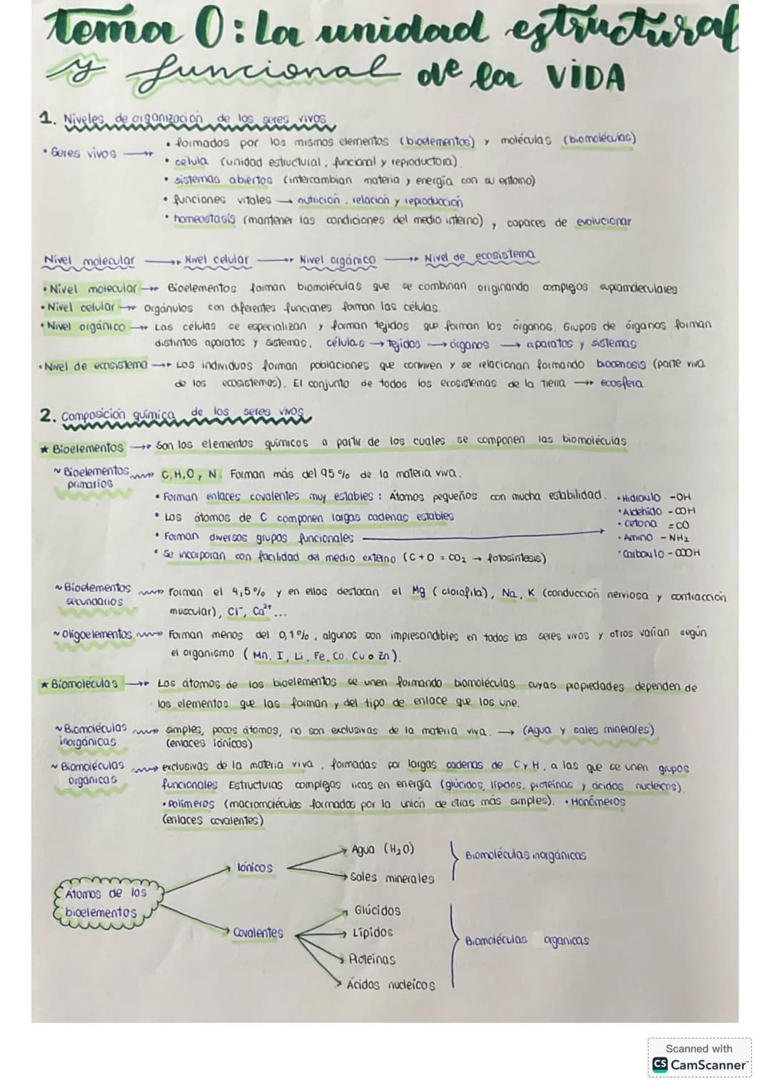 # tema 0: La unidad estructural
y funcional de la VIDA
1. Niveles de agonizo
* Geres vivos
* formadas por los mismos elementos (bi