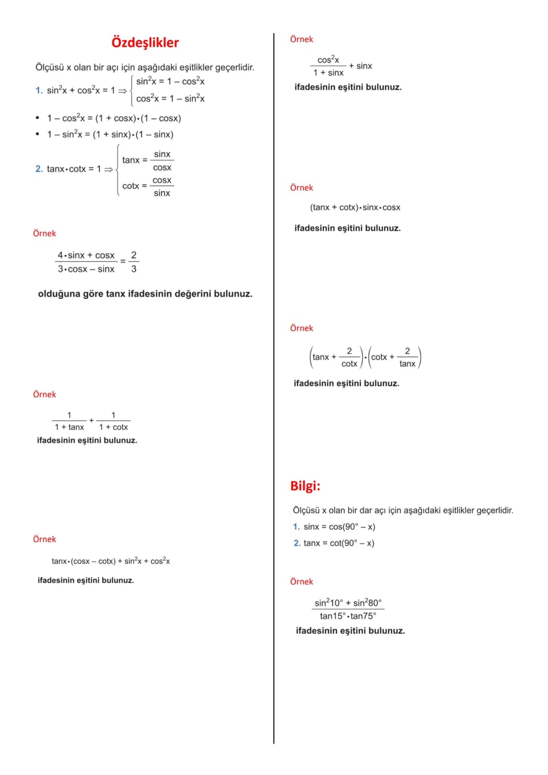 # Dik Üçgende Trigonometrik Oranlar
Örnek
C
Şekildeki dik üçgende a açısının trigonometrik oranlarını yazalım.
Örnek
A
$sina = \frac{Ka