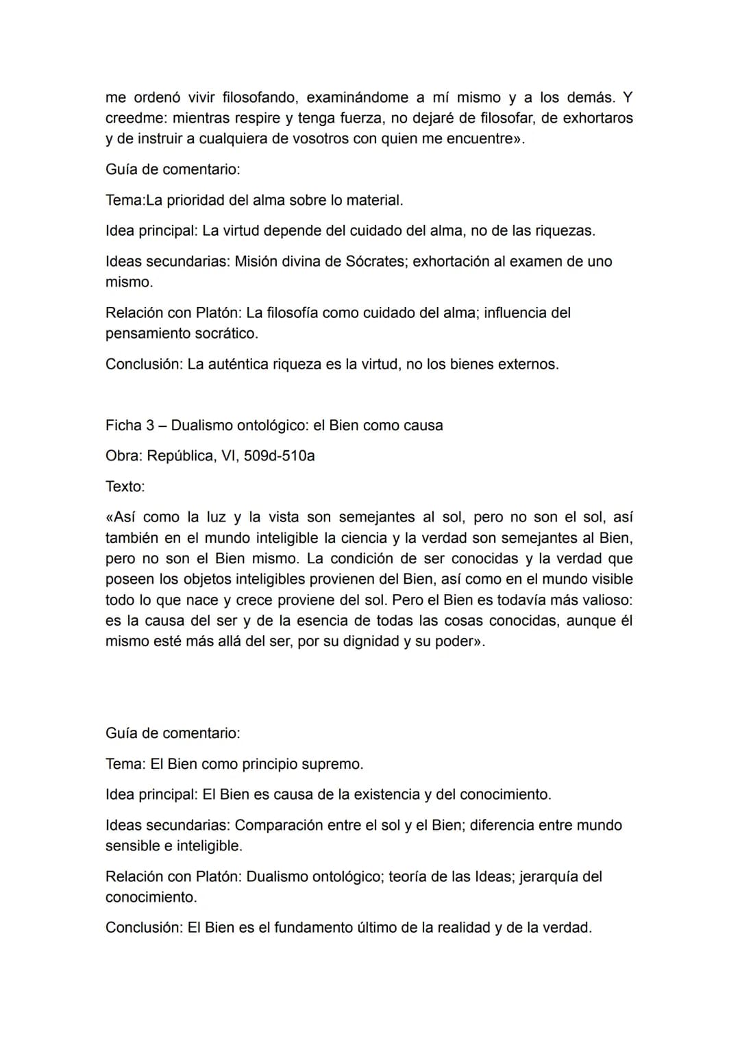 DOSSIER DE TEXTOS DE PLATÓN
Ficha 1 - Sócrates y la vida examinada
Obra: Apología, 38a
Texto:
<<Tal vez alguno de vosotros, al escucharm