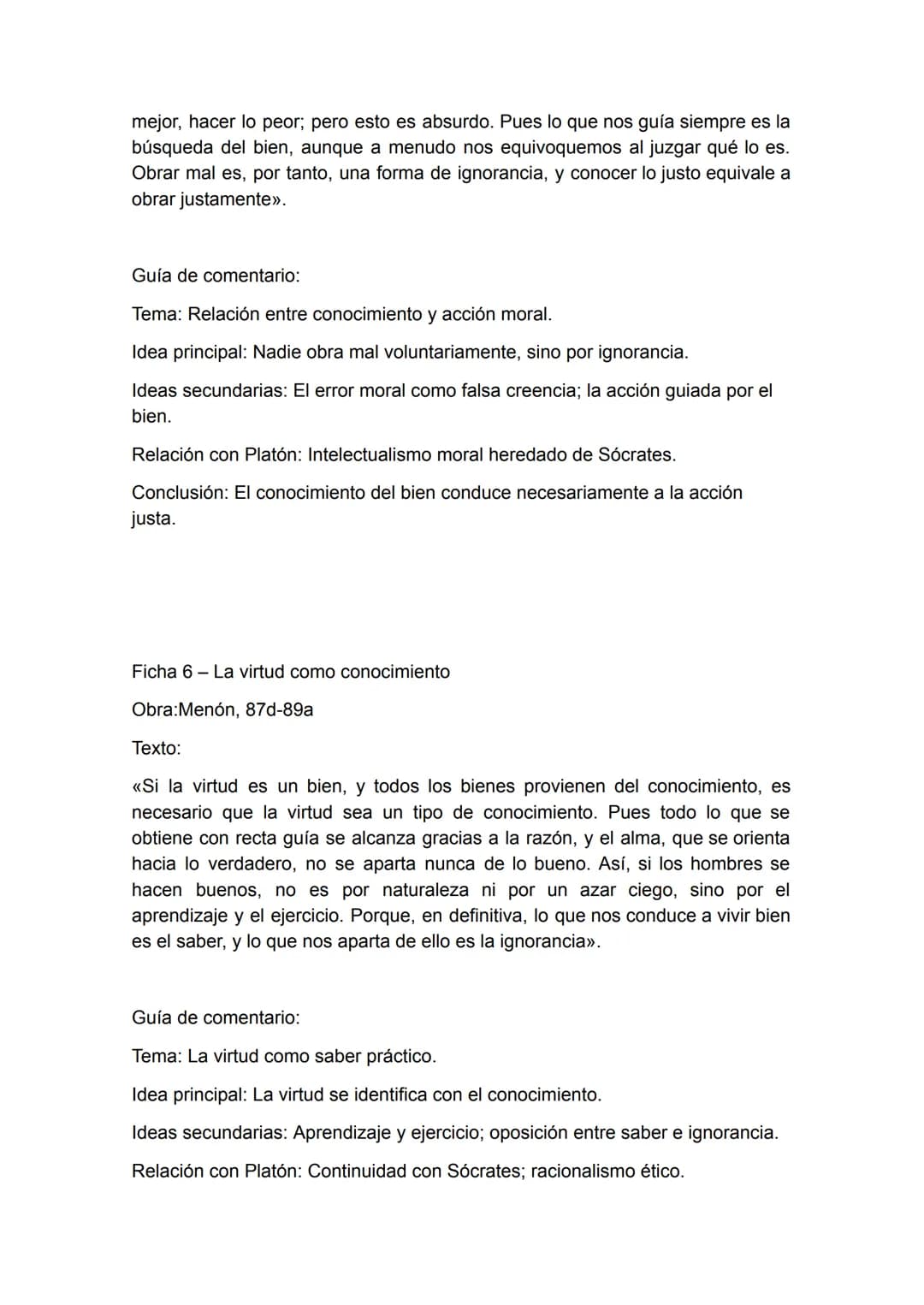 DOSSIER DE TEXTOS DE PLATÓN
Ficha 1 - Sócrates y la vida examinada
Obra: Apología, 38a
Texto:
<<Tal vez alguno de vosotros, al escucharm