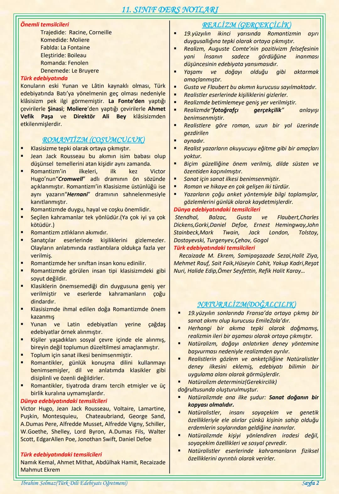 # 11. SINIF DERS NOTLARI
EDEBİYAT TOPLUM İLİŞKİSİ
Edebiyat; duygu, düşünce ve hayallerin insanlara
estetik bir zevk içerisinde sözlü veya