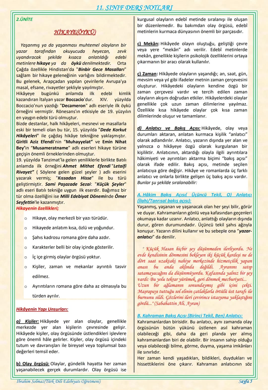 # 11. SINIF DERS NOTLARI
EDEBİYAT TOPLUM İLİŞKİSİ
Edebiyat; duygu, düşünce ve hayallerin insanlara
estetik bir zevk içerisinde sözlü veya