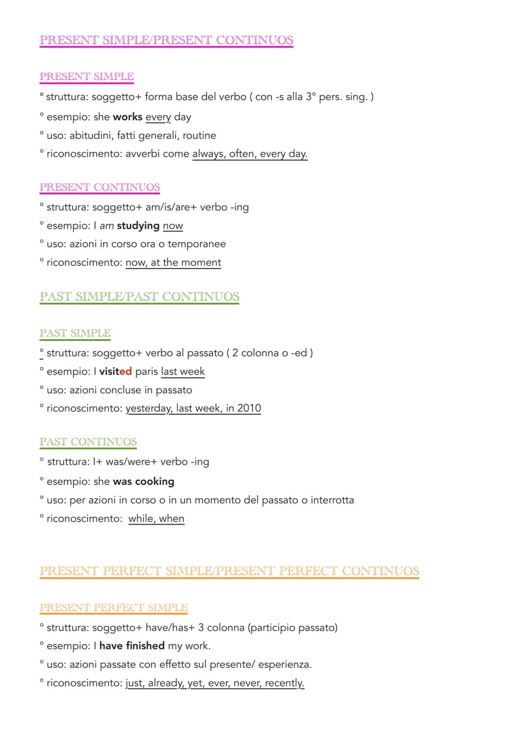 # PRESENT SIMPLE/PRESENT CONTINUOS
# PRESENT SIMPLE
* struttura: soggetto+ forma base del verbo (con -s alla 3º pers. sing.)
* esempio: