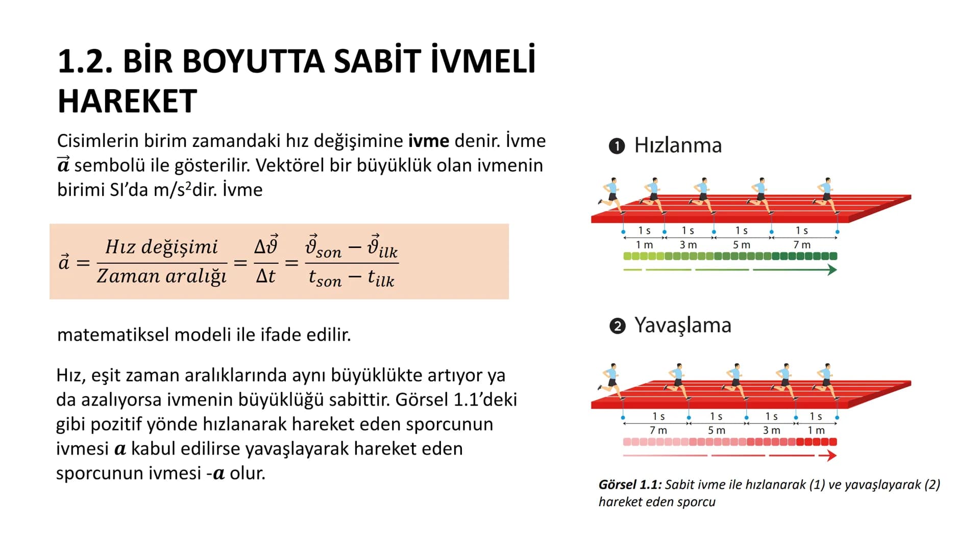1.ÜNİTE
KUVVET VE HAREKET
İÇERİK ÇERÇEVESİ
1.1. SABİT HIZLI HAREKET
1.2. BİR BOYUTTA SABİT İVMELİ HAREKET
1.3. SERBEST DÜŞME
1.4. İKİ