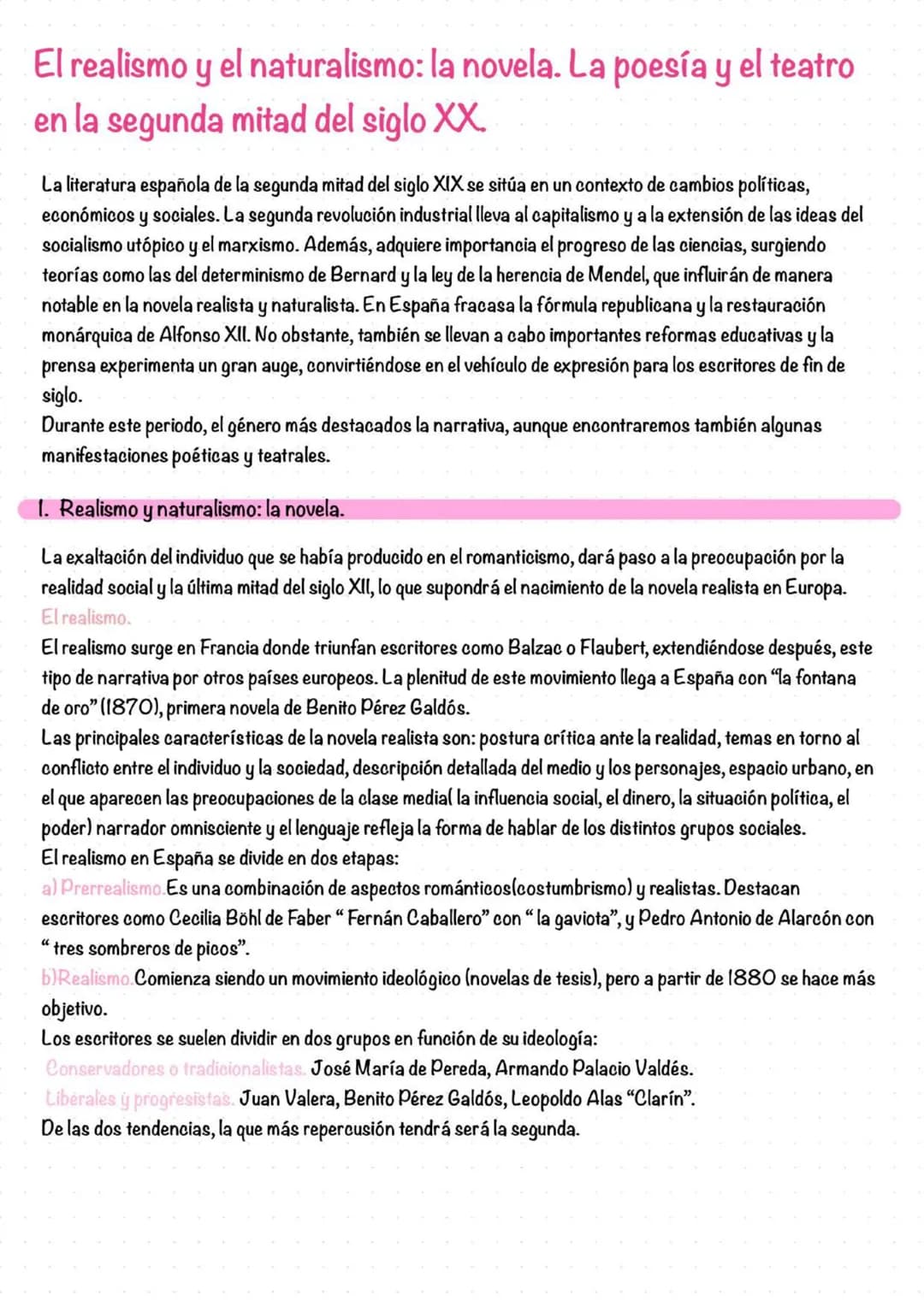 # El realismo y el naturalismo: la novela. La poesía y el teatro
en la segunda mitad del siglo XX.
La literatura española de la segunda mit