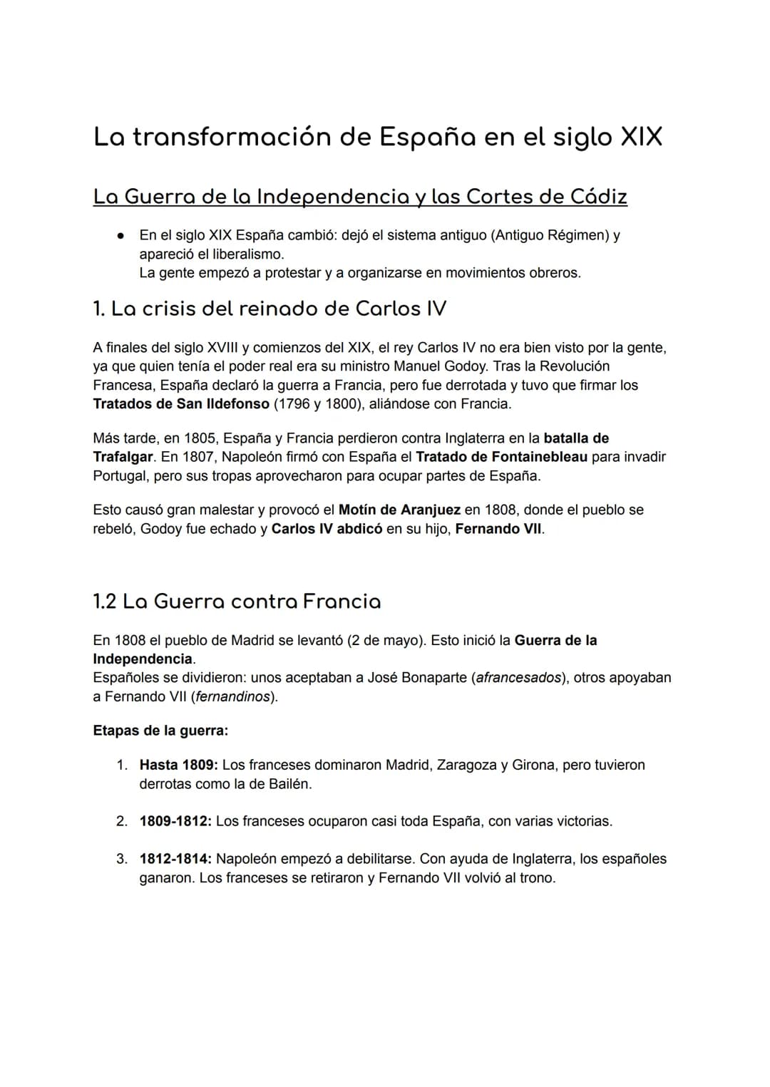 # La transformación de España en el siglo XIX
## La Guerra de la Independencia y las Cortes de Cádiz
- En el siglo XIX España cambió: dejó