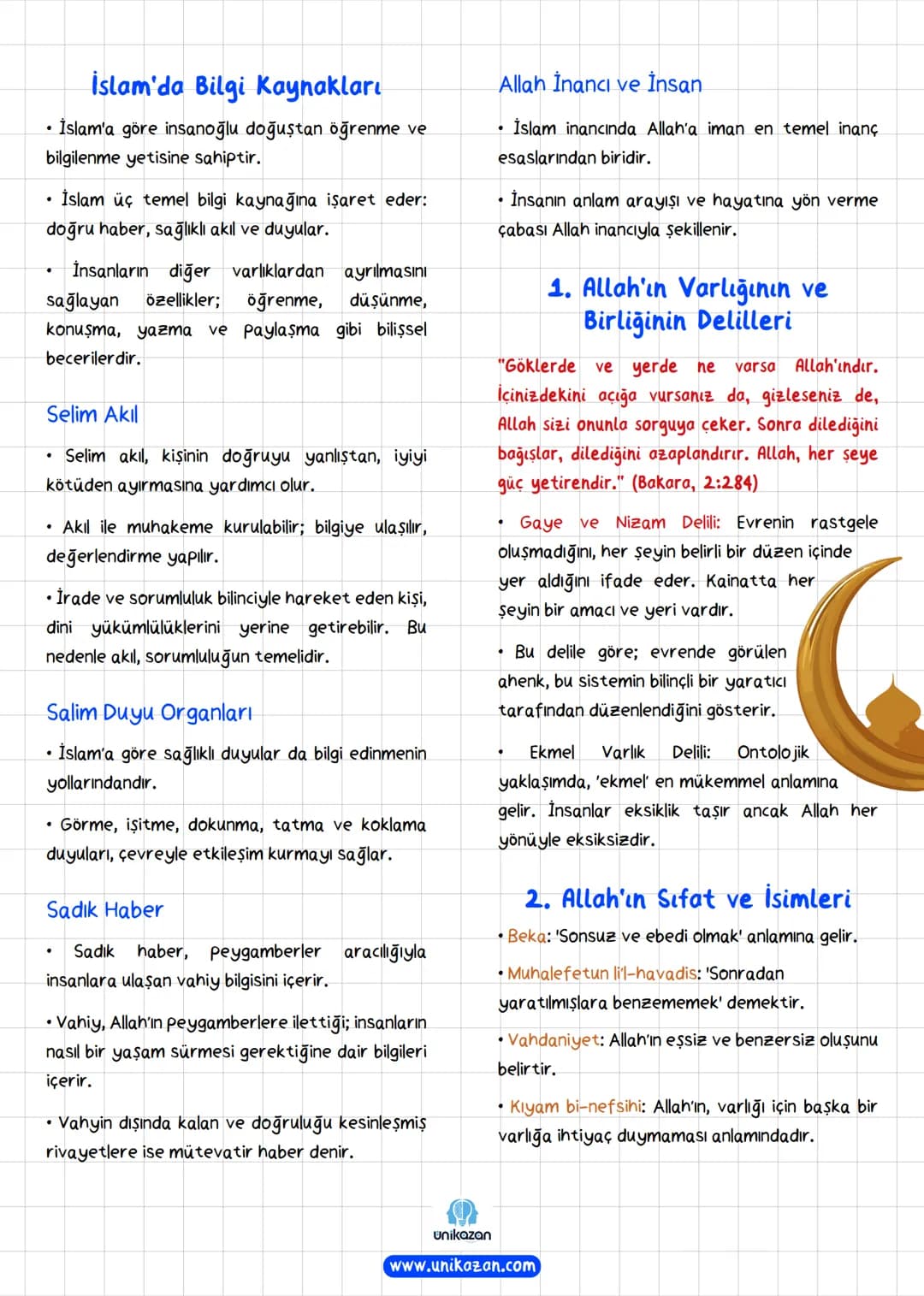 DIN
ve
felsefe
notları
unikazan.com # İslam'da Bilgi Kaynakları
* İslam'a göre insanoğlu doğuştan öğrenme ve
bilgilenme yetisine sahi