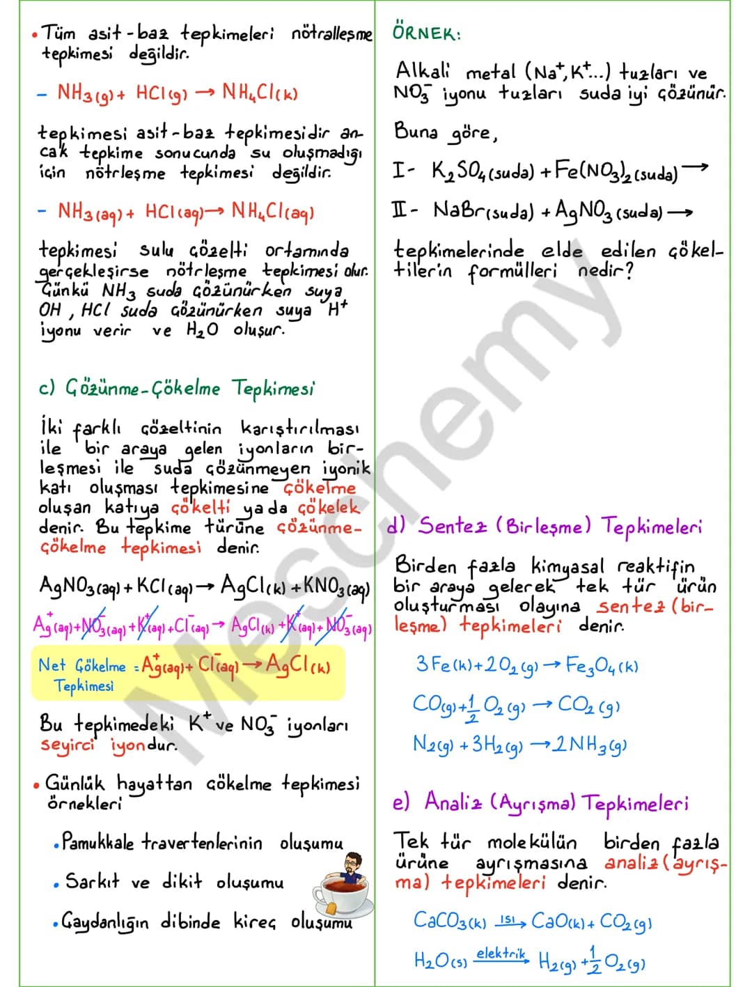 # KİMYASAL TEPKİMELER
Bir maddenin kimyasal yapısını de-
ğiştirerek yeni maddeler oluşturma -
sına kimyasal değişim, bu değişimi gös-
ten d