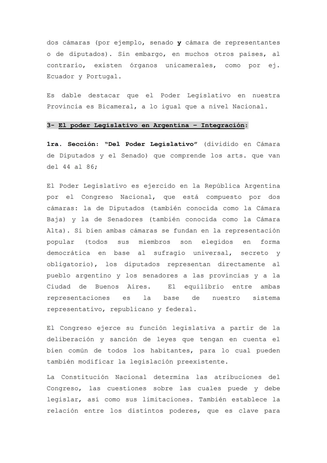 FICHA DE ESTUDIO NRO.: 6
CICLO LECTIVO 2024
PODER LEGISLATIVO
CURSOS: 4TO. ECO. 5TO. HUM. 5TO. NAT.
MATERIAS: Derecho y Construcción Ciu