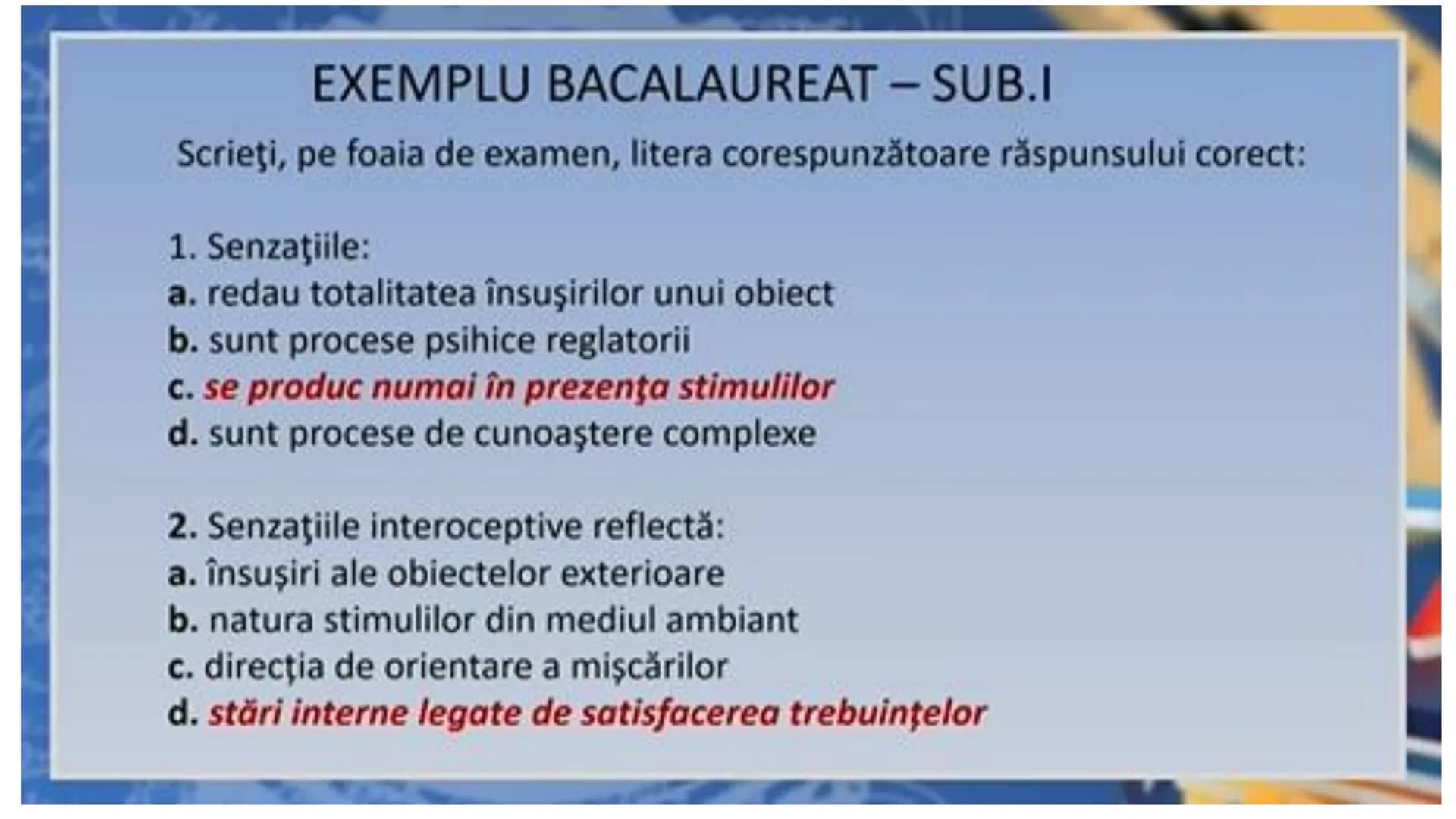 I. PROCESE PSIHICE COGNITIVE SENZORIALE
SENZAŢII, PERCEPȚII, REPREZENTĂRI
II. PROCESE PSIHICE COGNITIVE SUPERIOARE:
GÂNDIREA, MEMORIA, IMAGI