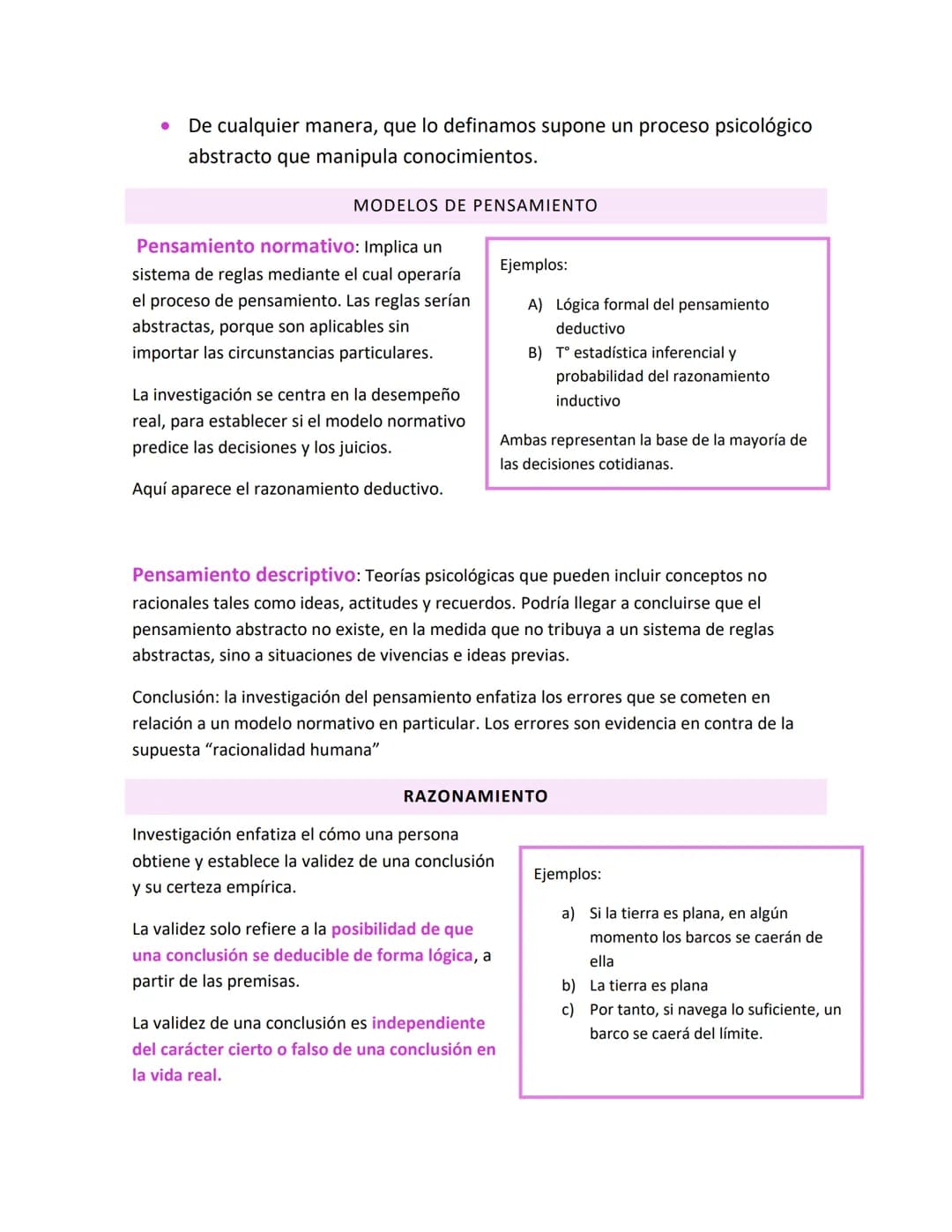 # PENSAMIENTO
Difícil de definir, implica abstracción. Dominio del enfoque cognitivista. Pensar es realizar
computaciones simbólicas a trav