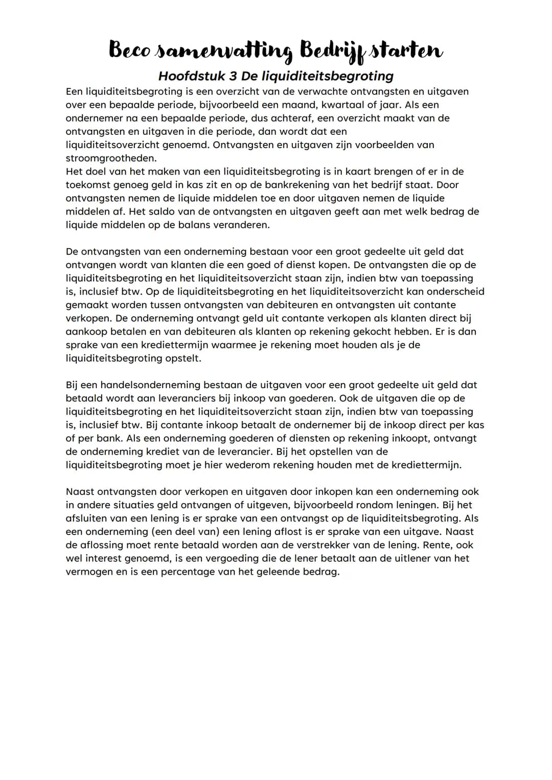 # Beco samenvatting Bedrijf starten
## Hoofdstuk 1 De oprichting van een onderneming
Je kunt ervoor kiezen in loondienst te gaan werken bi