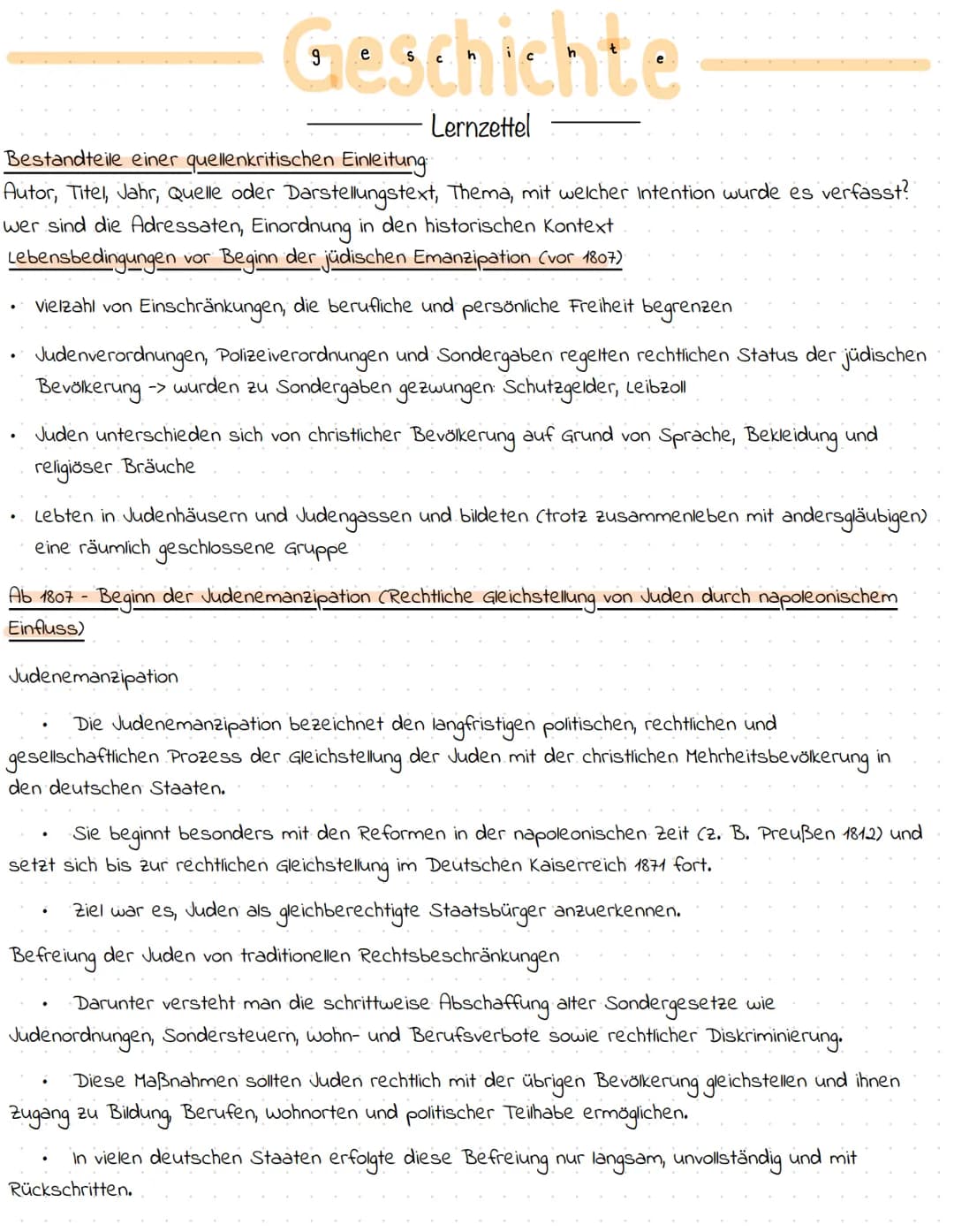 # Geschichte
Lernzettel
Bestandteile einer quellenkritischen Einleitung
Autor, Titel, Jahr, Quelle oder Darstellungstext, Thema, mit welc