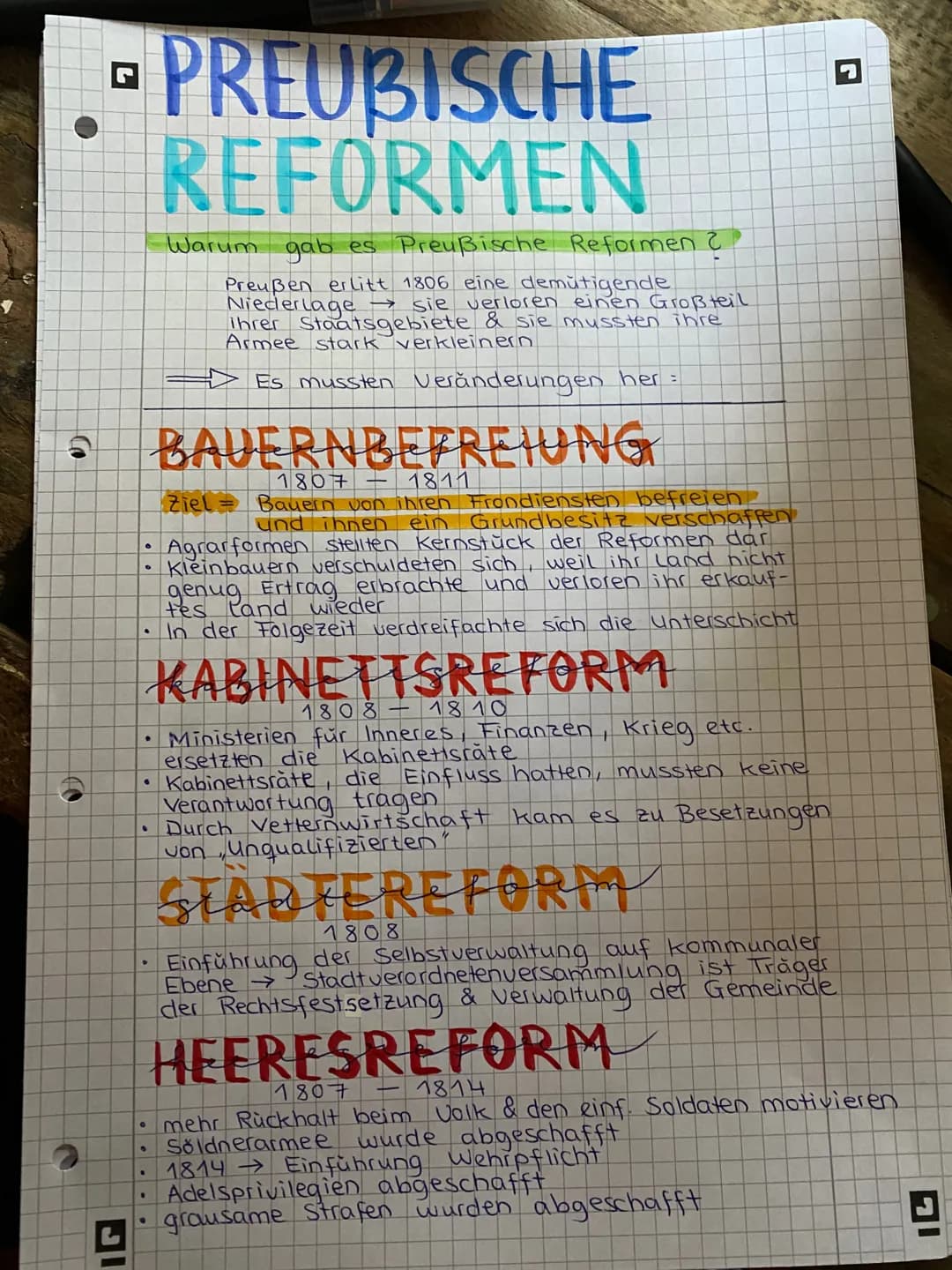 ## REFORM DES SCHUL-WESENS 1808-1810
- Einführung von Gymnasien
- Erziehungsziele = Allgemeinbildung & Persönlichkeitsentwicklung
- Lehrer e