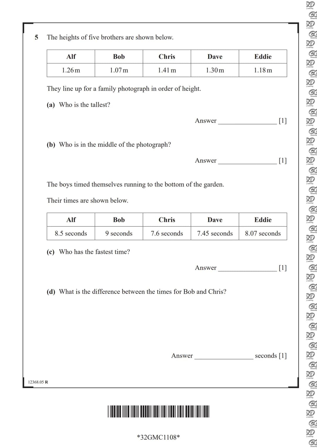 cea
Rewarding Learning
General Certificate of Secondary Education
Centre Number
Candidate Number
# Mathematics
Unit M1
(With calculator)