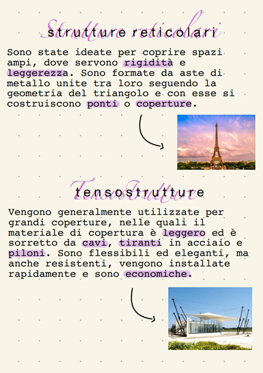 # Strutture
Si dice struttura una qualsiasi combinazione di materiali destinata a sostenere dei carichi. Le principali sollecitazioni di una