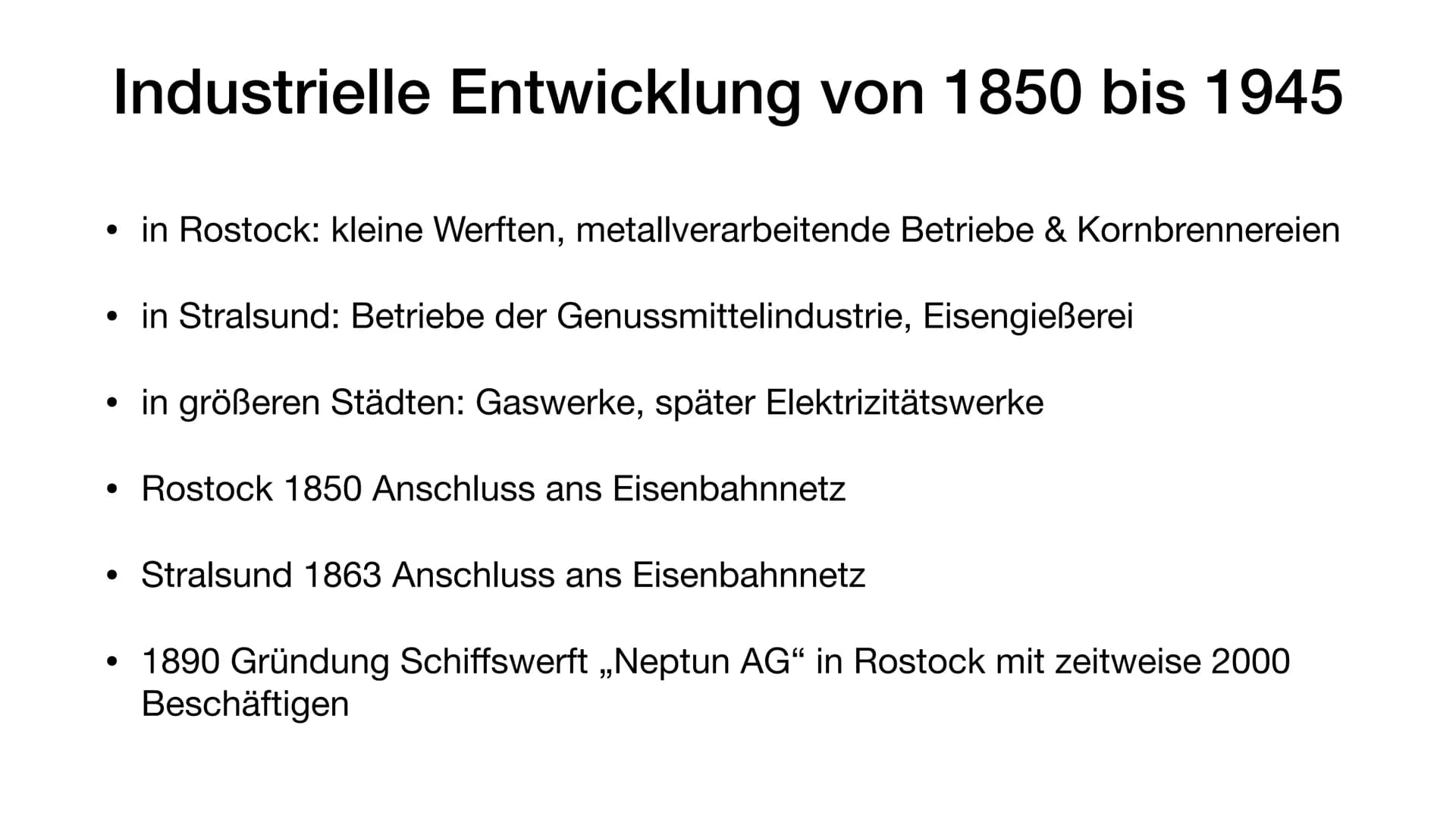 Mecklenburg Vorpommern im Wandel
Eine Präsentation von Emely Plaßhenrich # Gliederung
* Industrielle Entwicklung von 1850 bis 1945
* Industr