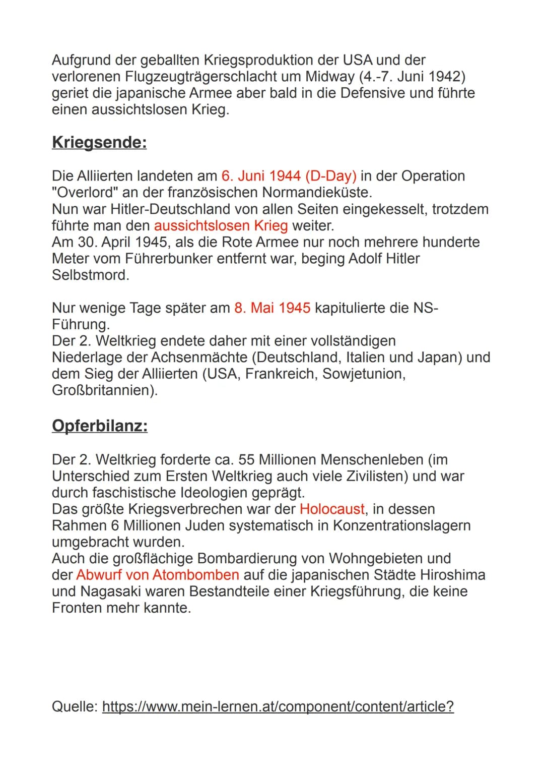 # 1. Schritt: Aufgabe 2:
## 2. Weltkrieg Zusammenfassung 1939-1945
### Kriegsbeginn 2. Weltkrieg:
Der 2. Weltkrieg war der bisher größte u