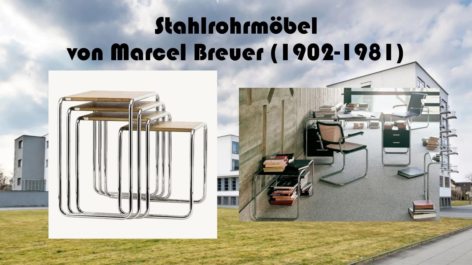 # Bauhaus
Ikone der Moderne # Gliederung
1. Geschichte und Phasen des Bauhauses
2. Merkmale des Bauhauses
3. Merkmale der Architektur
4. Mer